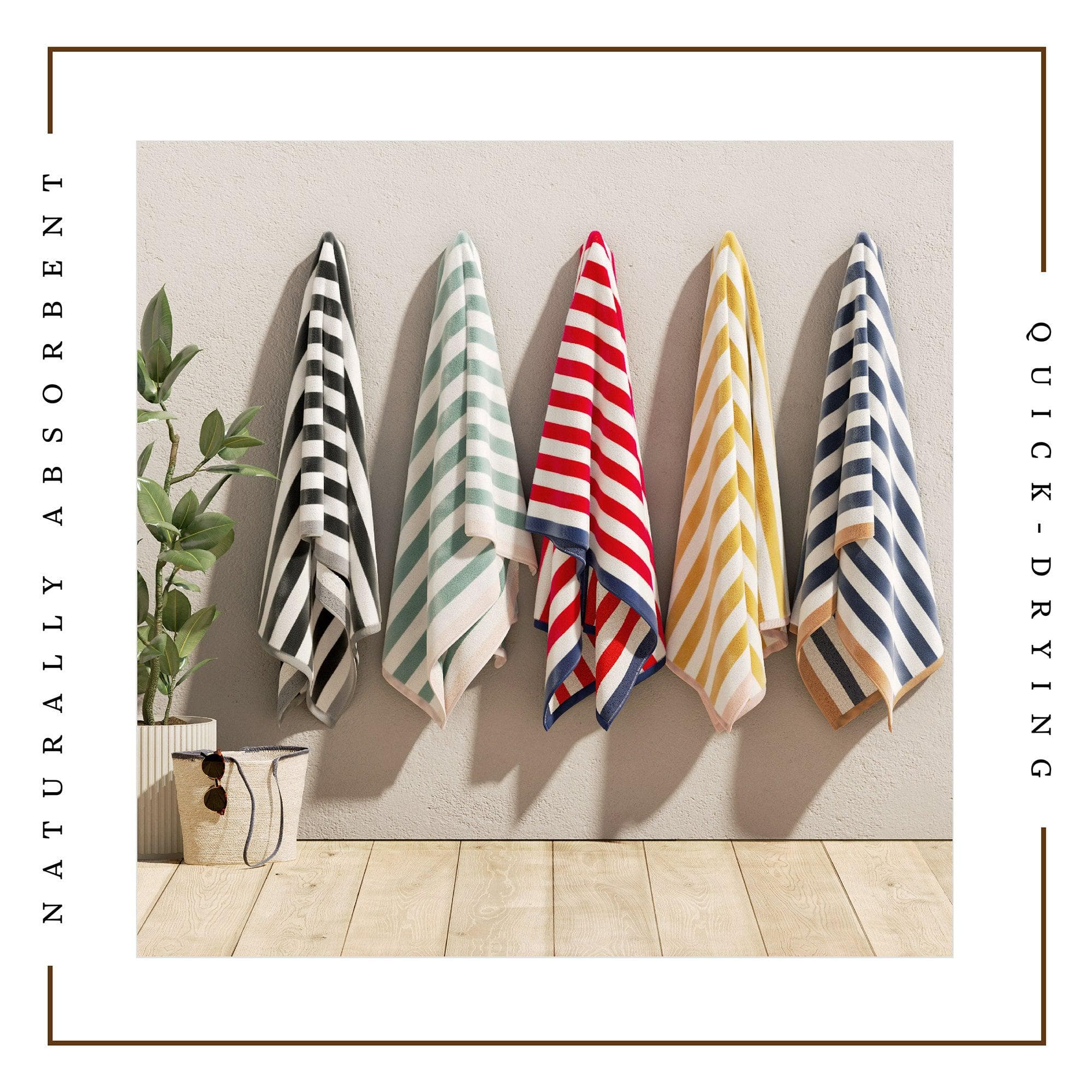Oversized Striped Border Cabana Beach Towel - Santa Cruz - Best Buy Furniture