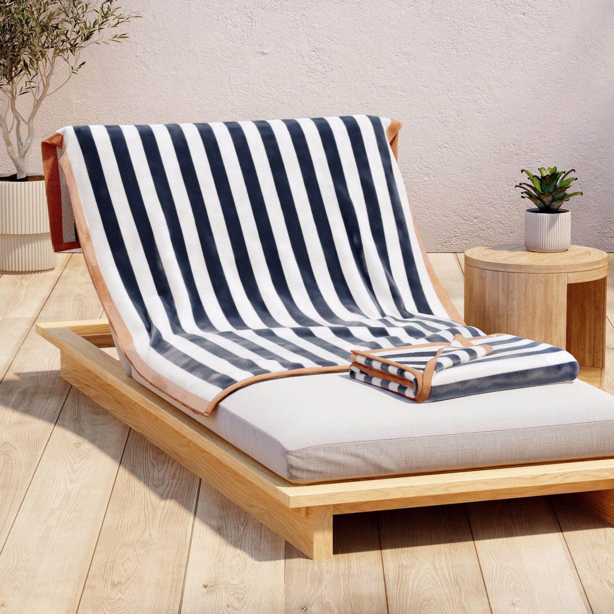 Oversized Striped Border Cabana Beach Towel - Santa Cruz - Best Buy Furniture