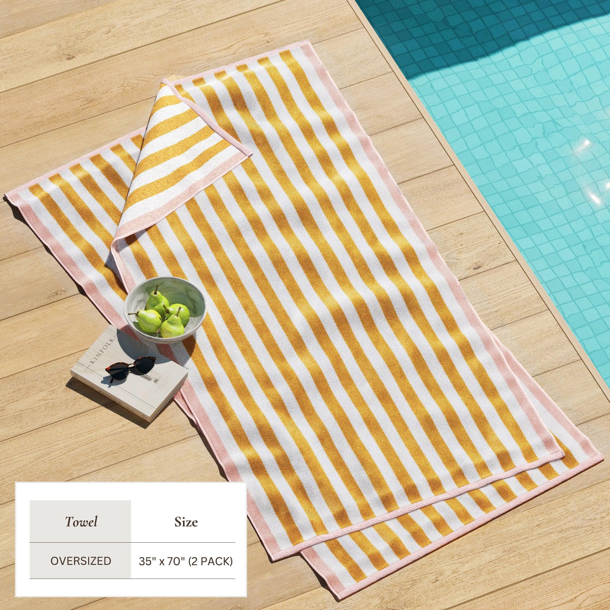 Oversized Striped Border Cabana Beach Towel - Santa Cruz - Best Buy Furniture