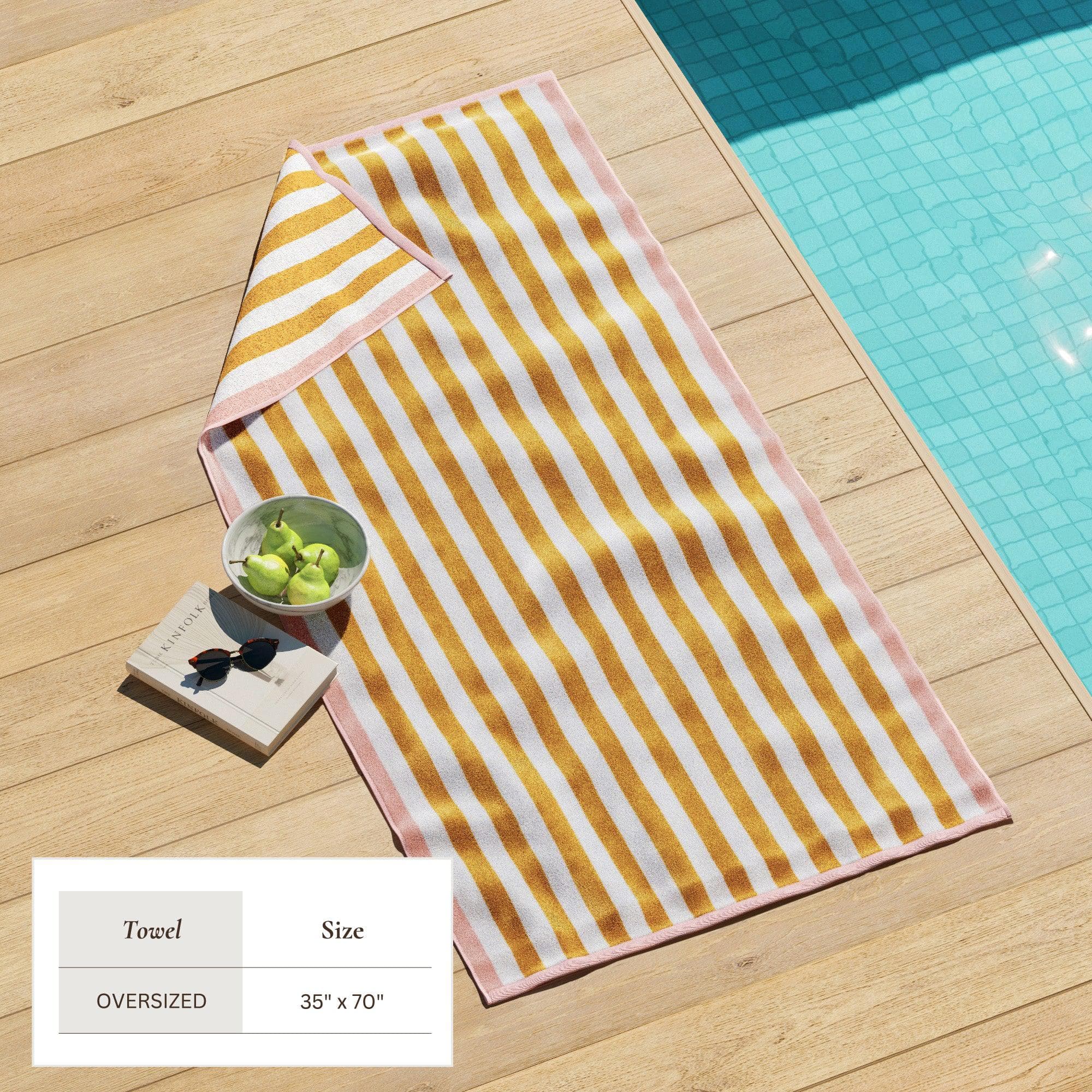 Oversized Striped Border Cabana Beach Towel - Santa Cruz - Best Buy Furniture