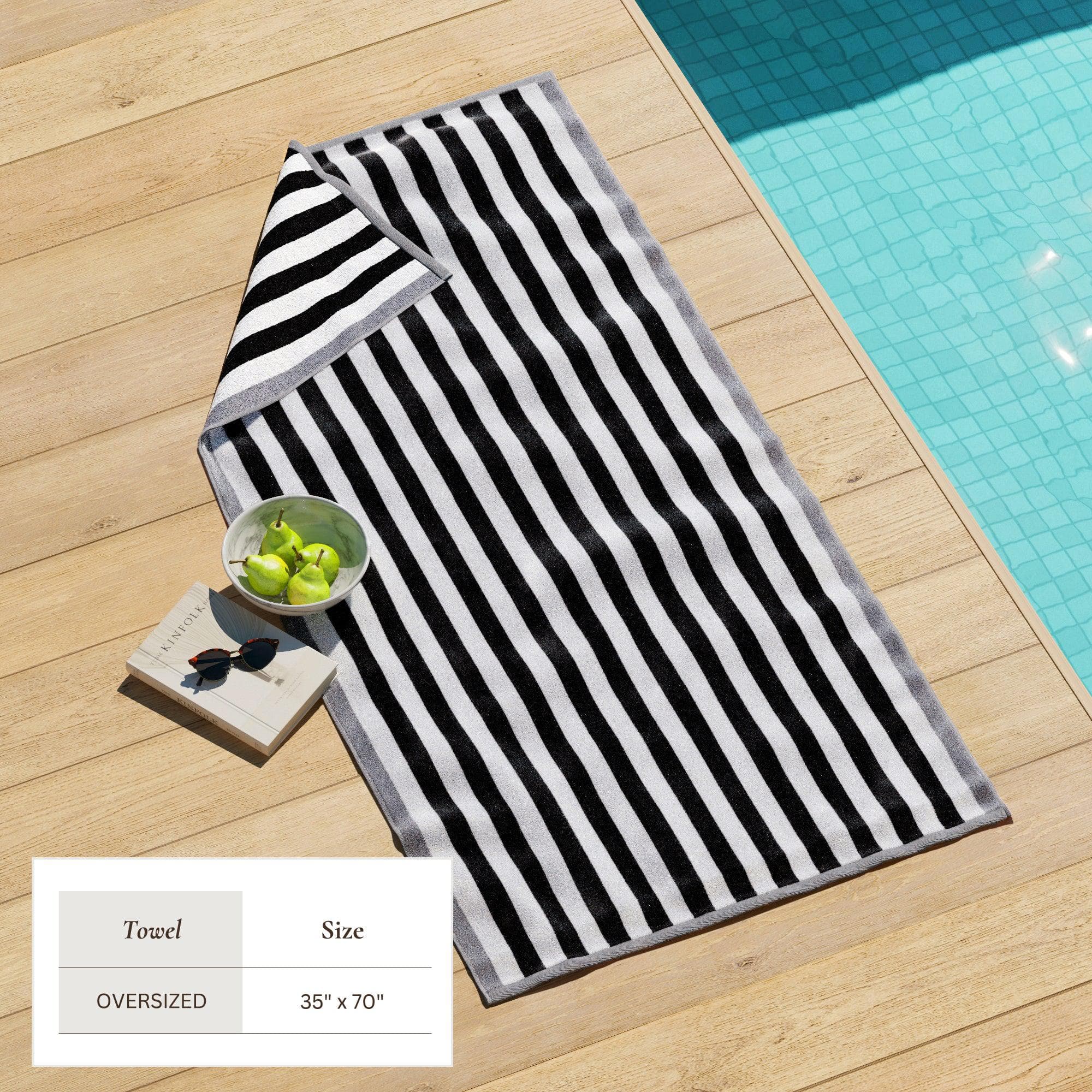 Oversized Striped Border Cabana Beach Towel - Santa Cruz - Best Buy Furniture