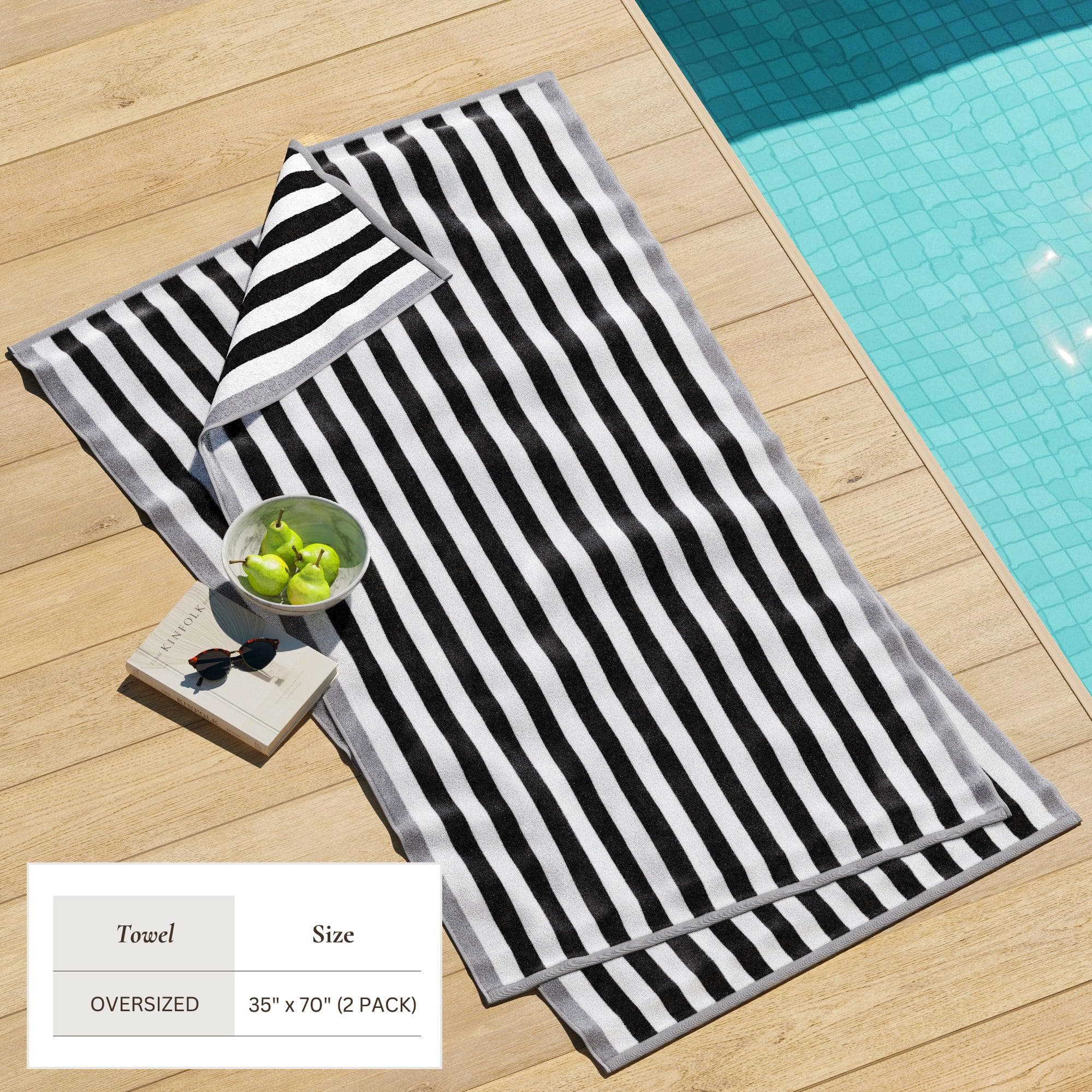 Oversized Striped Border Cabana Beach Towel - Santa Cruz - Best Buy Furniture