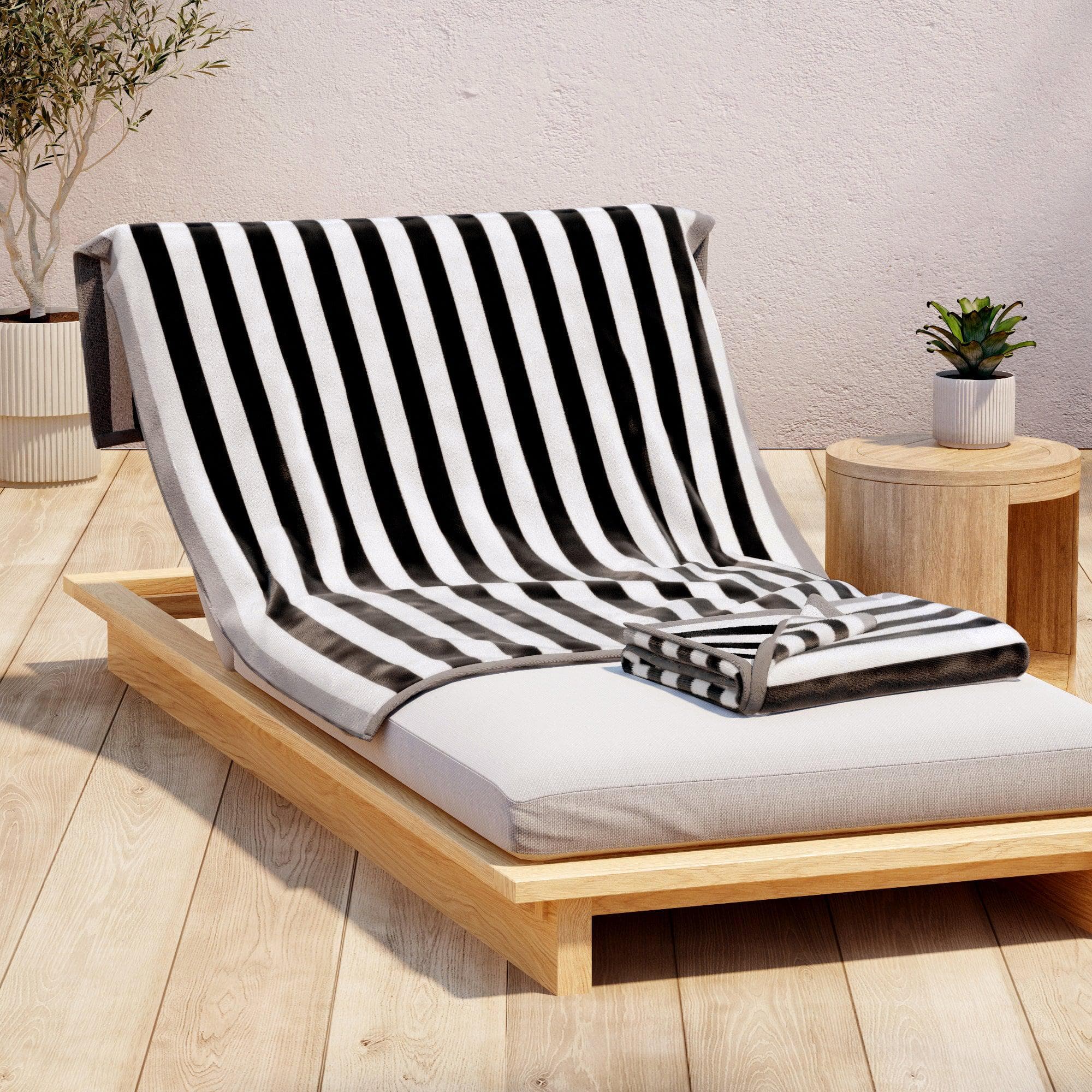 Oversized Striped Border Cabana Beach Towel - Santa Cruz - Best Buy Furniture