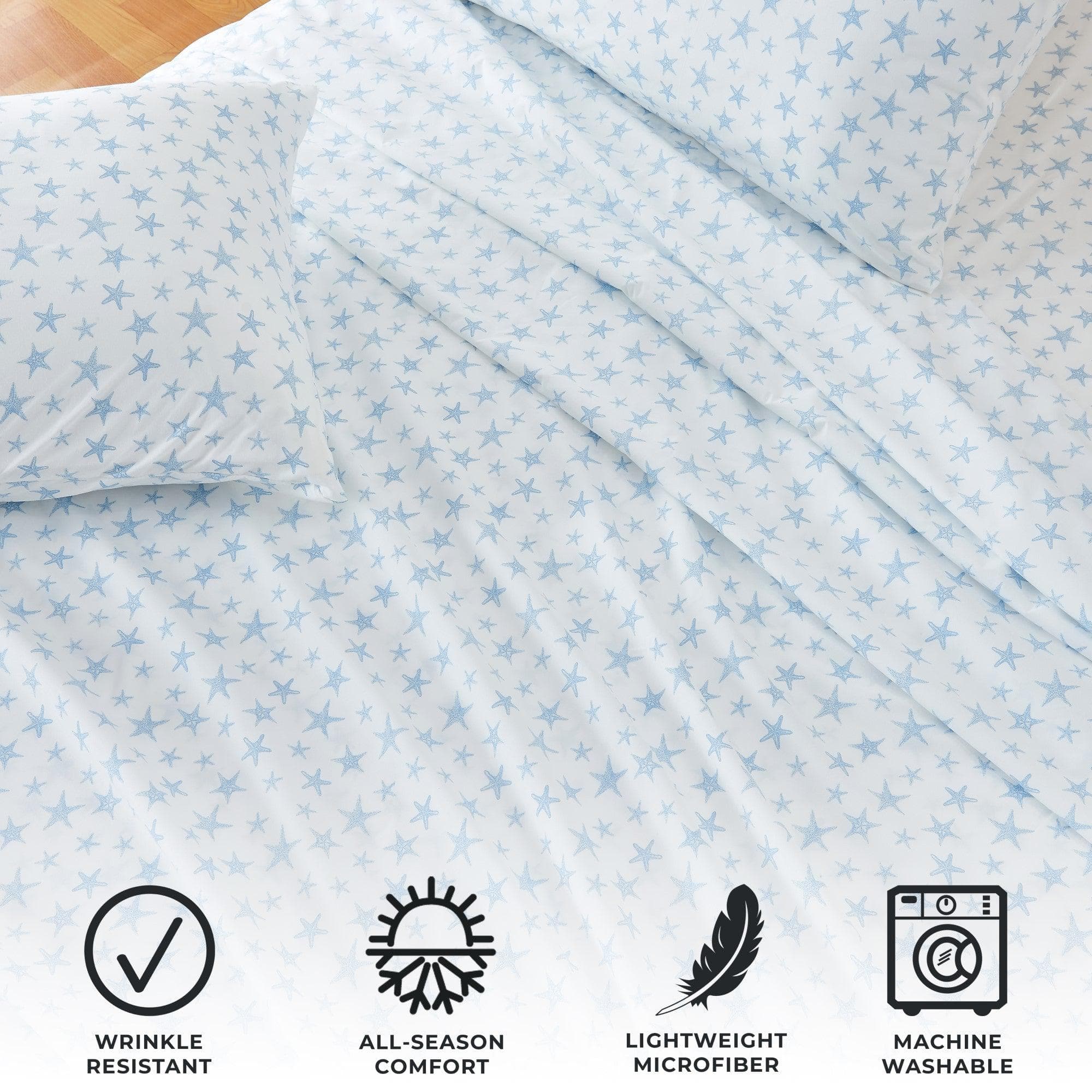 4-Piece Coastal Microfiber Sheet - Newport Collection - Best Buy Furniture