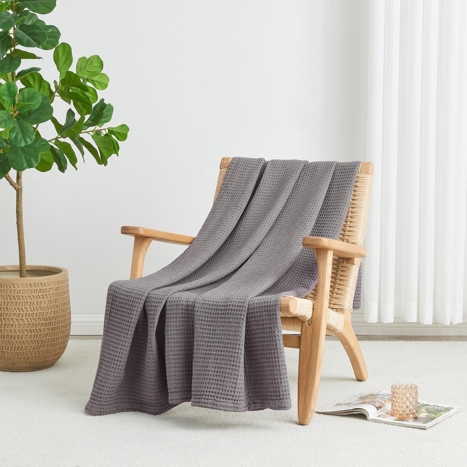100% Cotton Waffle Weave Blanket - Mikala Collection - Best Buy Furniture
