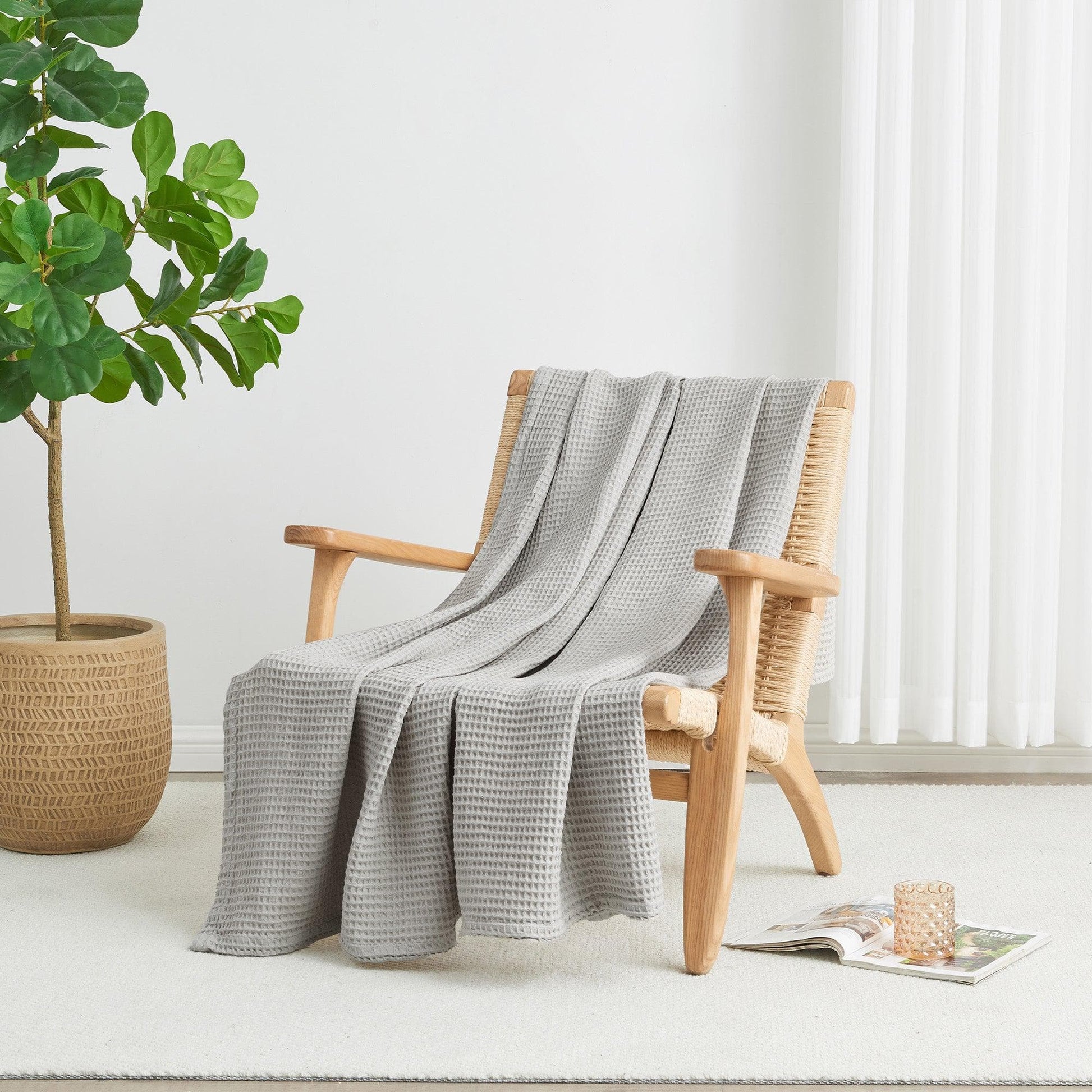 100% Cotton Waffle Weave Blanket - Mikala Collection - Best Buy Furniture