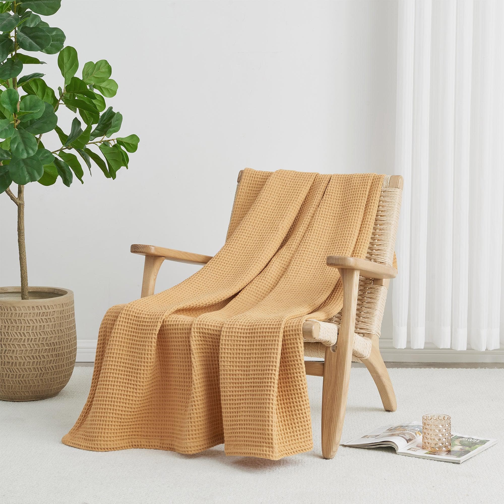 100% Cotton Waffle Weave Blanket - Mikala Collection - Best Buy Furniture
