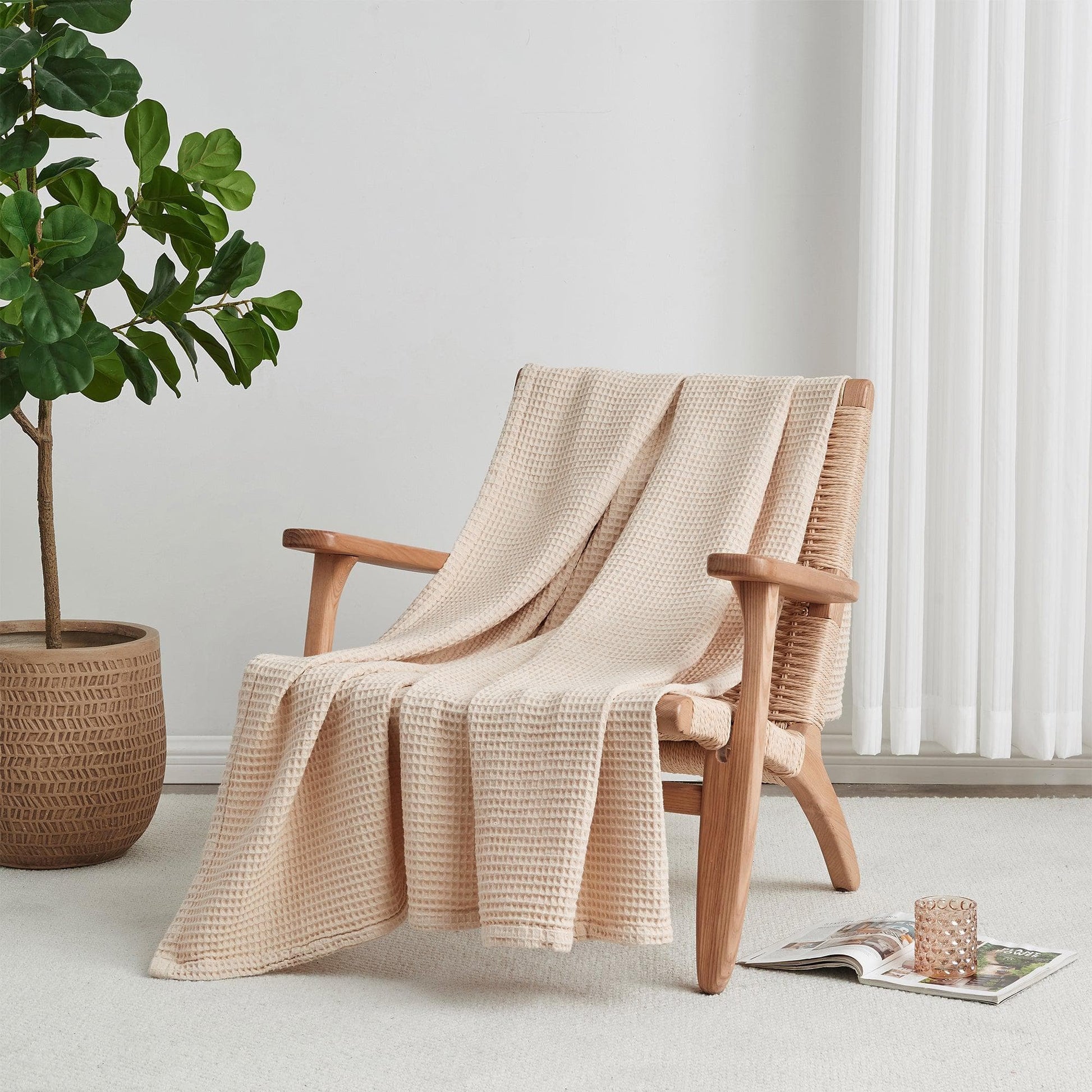 100% Cotton Waffle Weave Blanket - Mikala Collection - Best Buy Furniture