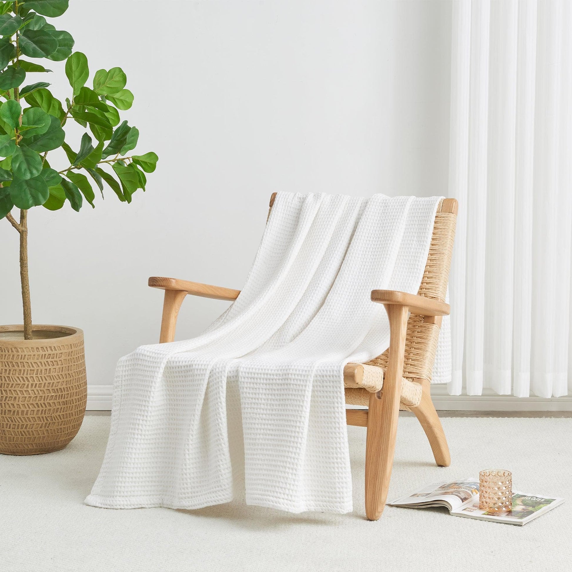 100% Cotton Waffle Weave Blanket - Mikala Collection - Best Buy Furniture
