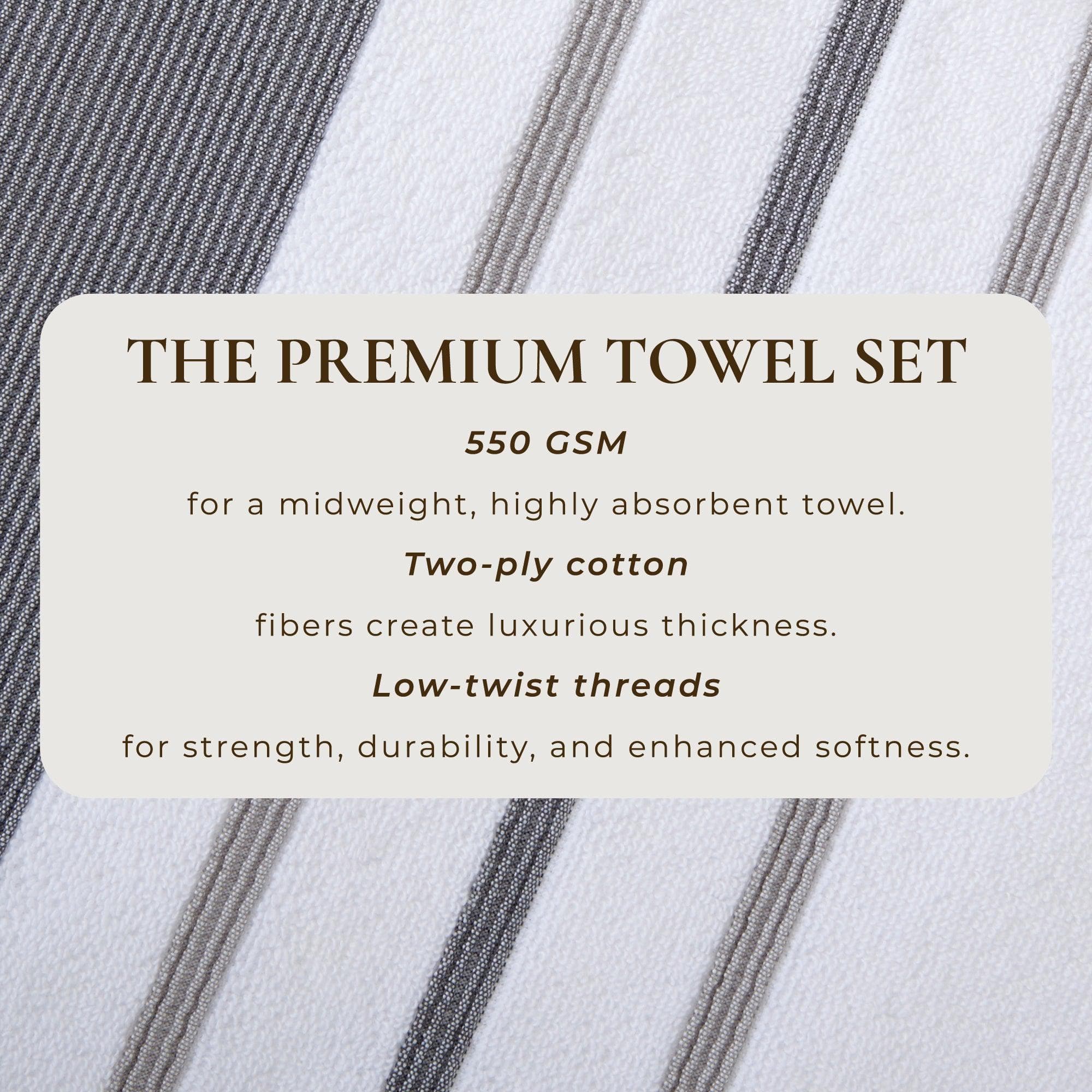 Decorative Cotton Stripe Bath Towel Set - Noelle Collection - Best Buy Furniture