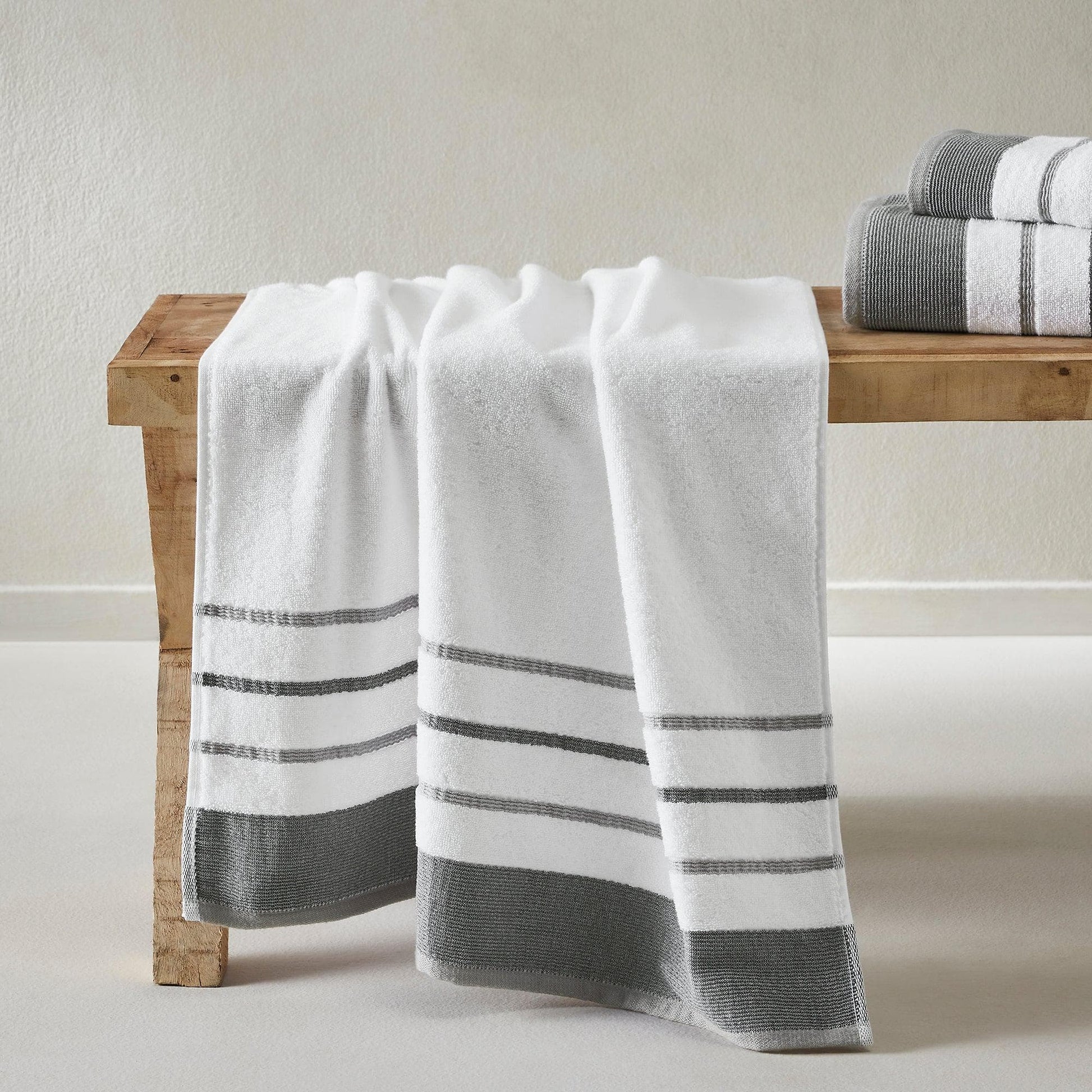 Decorative Cotton Stripe Bath Towel Set - Noelle Collection - Best Buy Furniture