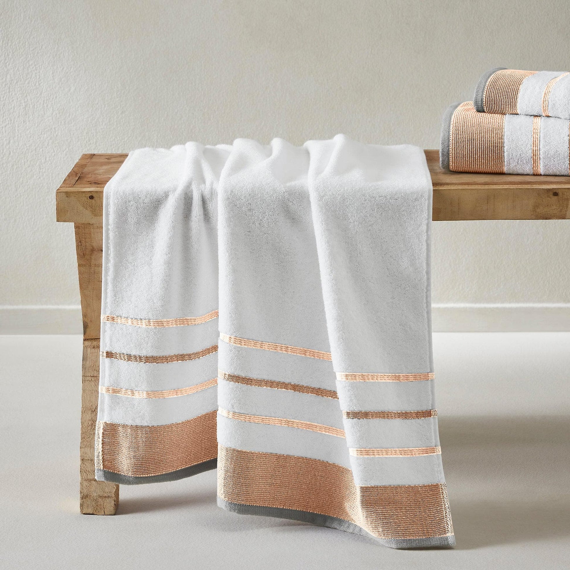 Decorative Cotton Stripe Bath Towel Set - Noelle Collection - Best Buy Furniture