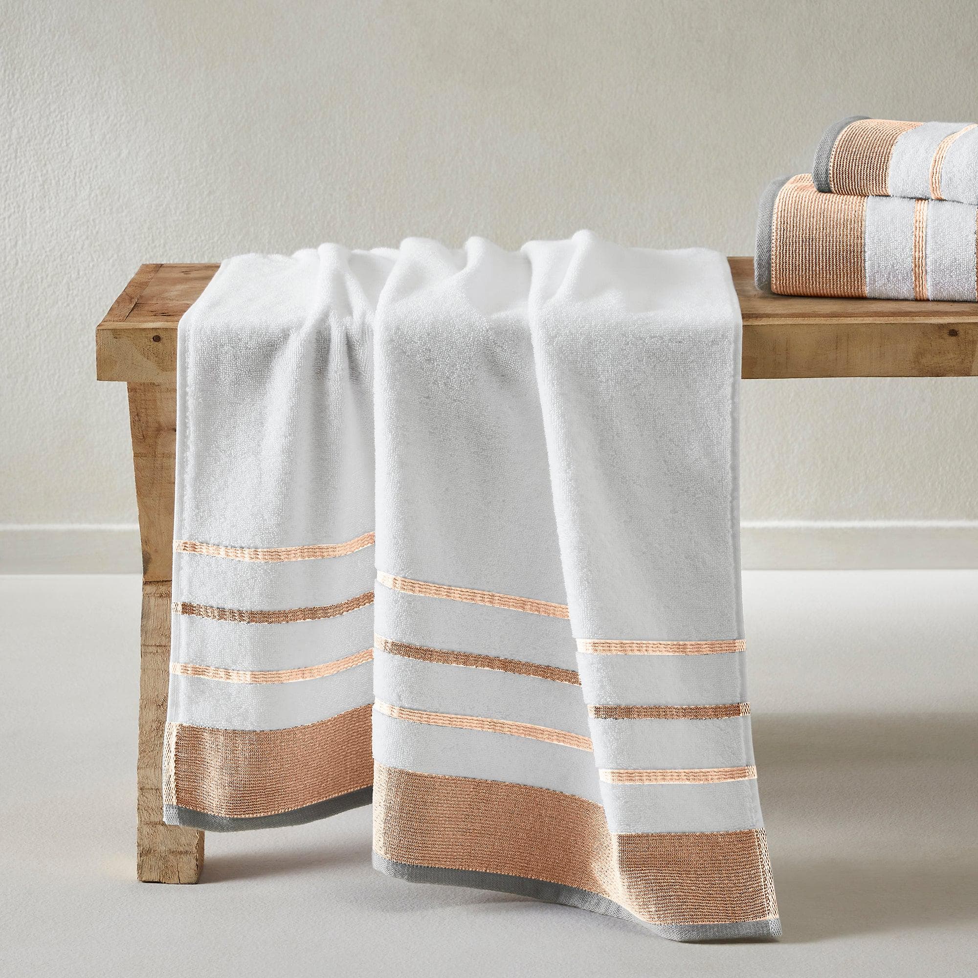 Decorative Cotton Stripe Bath Towel Set - Noelle Collection - Best Buy Furniture