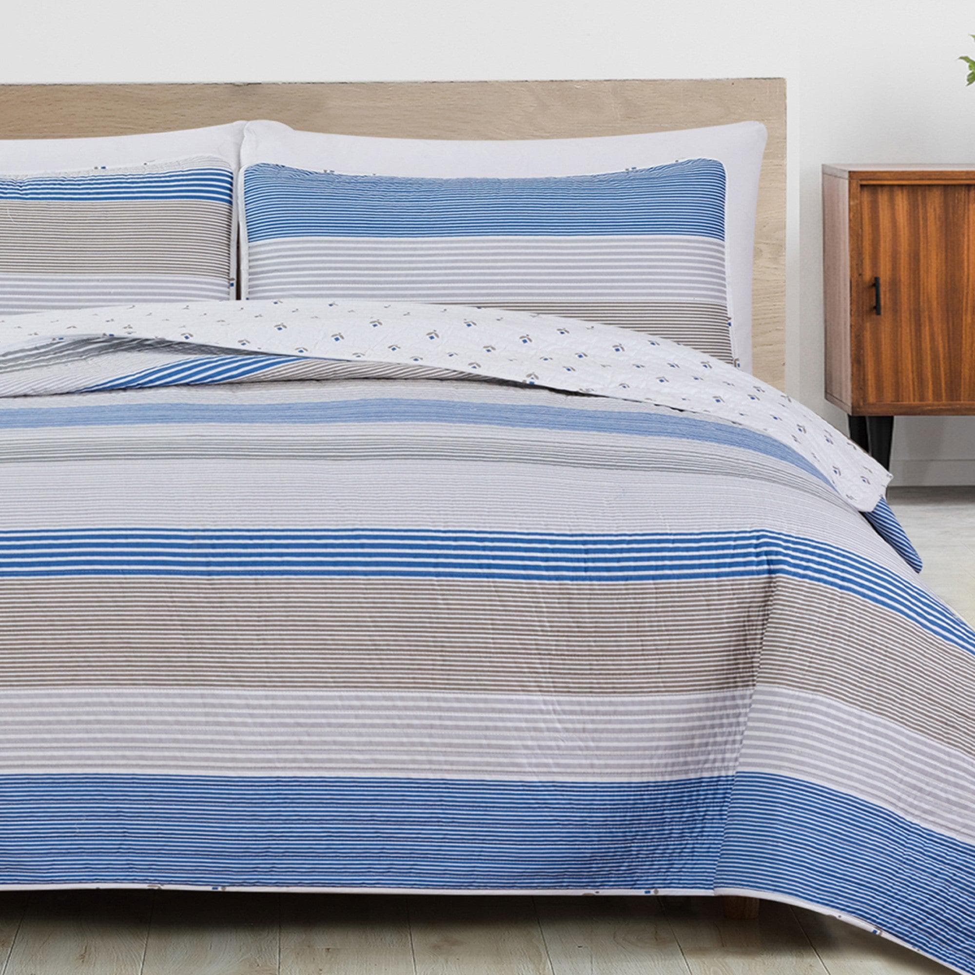 3 Piece Striped Quilt Set - Bryce Collection - Best Buy Furniture