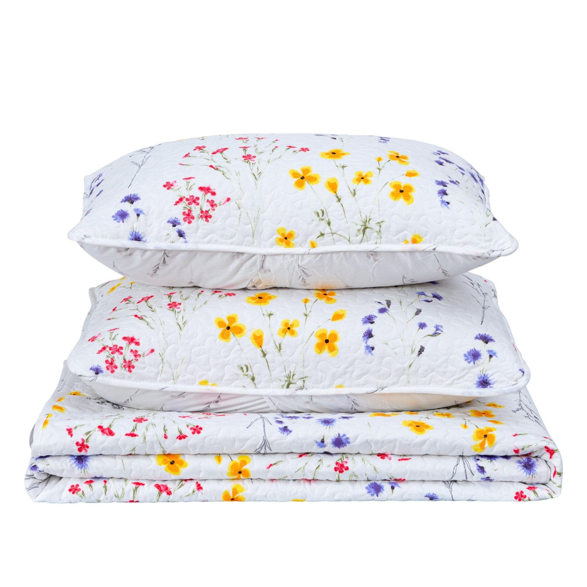 Colorful Floral 3 Piece Quilt Set - Marianne Collection - Best Buy Furniture