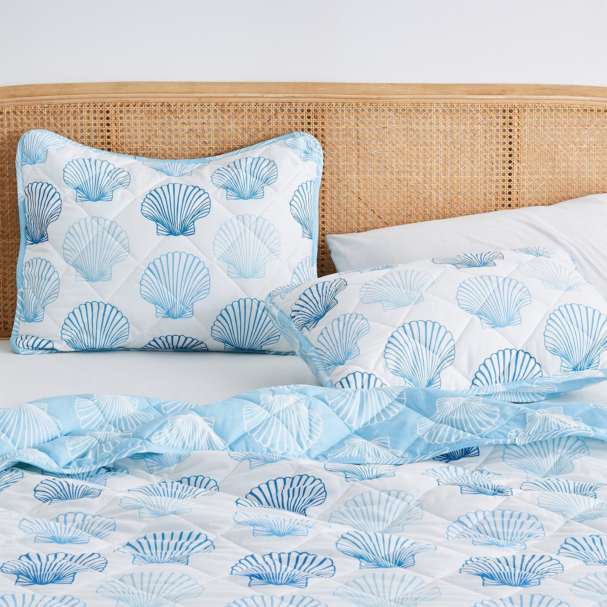 Coastal Blue Seashell Quilt Set - Cersi Collection - Best Buy Furniture
