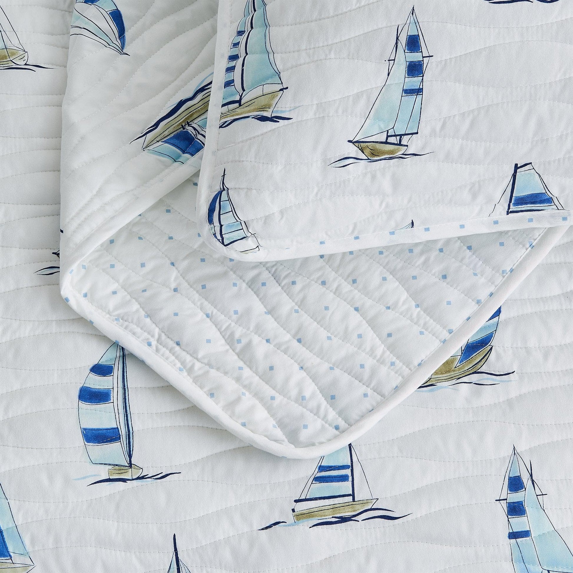 Coastal Blue Sailboat Quilt Set - Marzano Collection - Best Buy Furniture