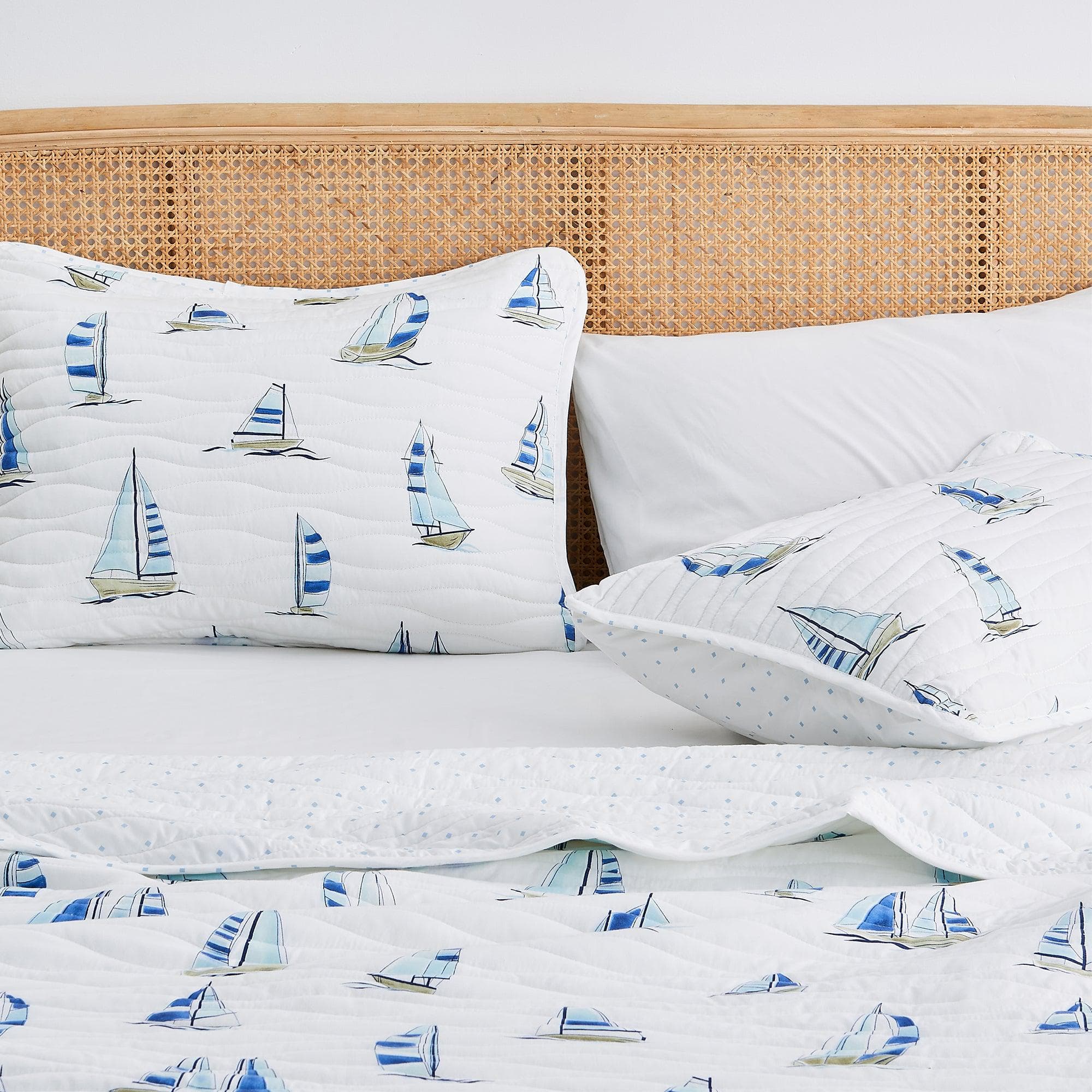 Coastal Blue Sailboat Quilt Set - Marzano Collection - Best Buy Furniture
