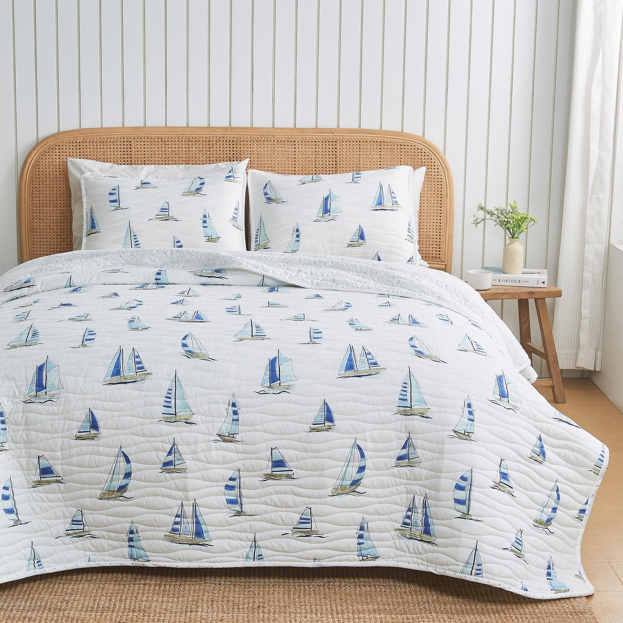 Coastal Blue Sailboat Quilt Set - Marzano Collection - Best Buy Furniture