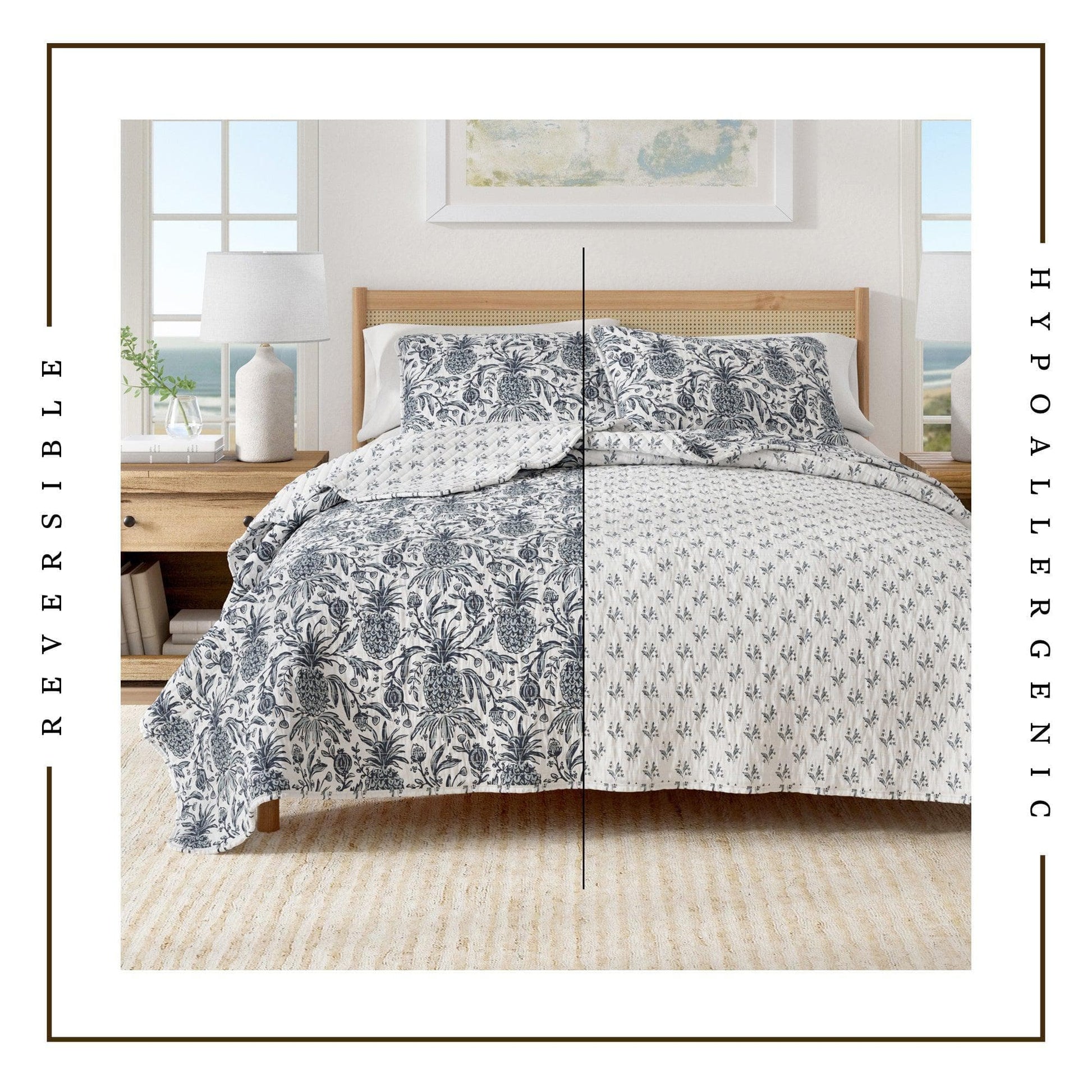 Coastal Printed Cotton Quilt Set - Bernice Collection - Best Buy Furniture