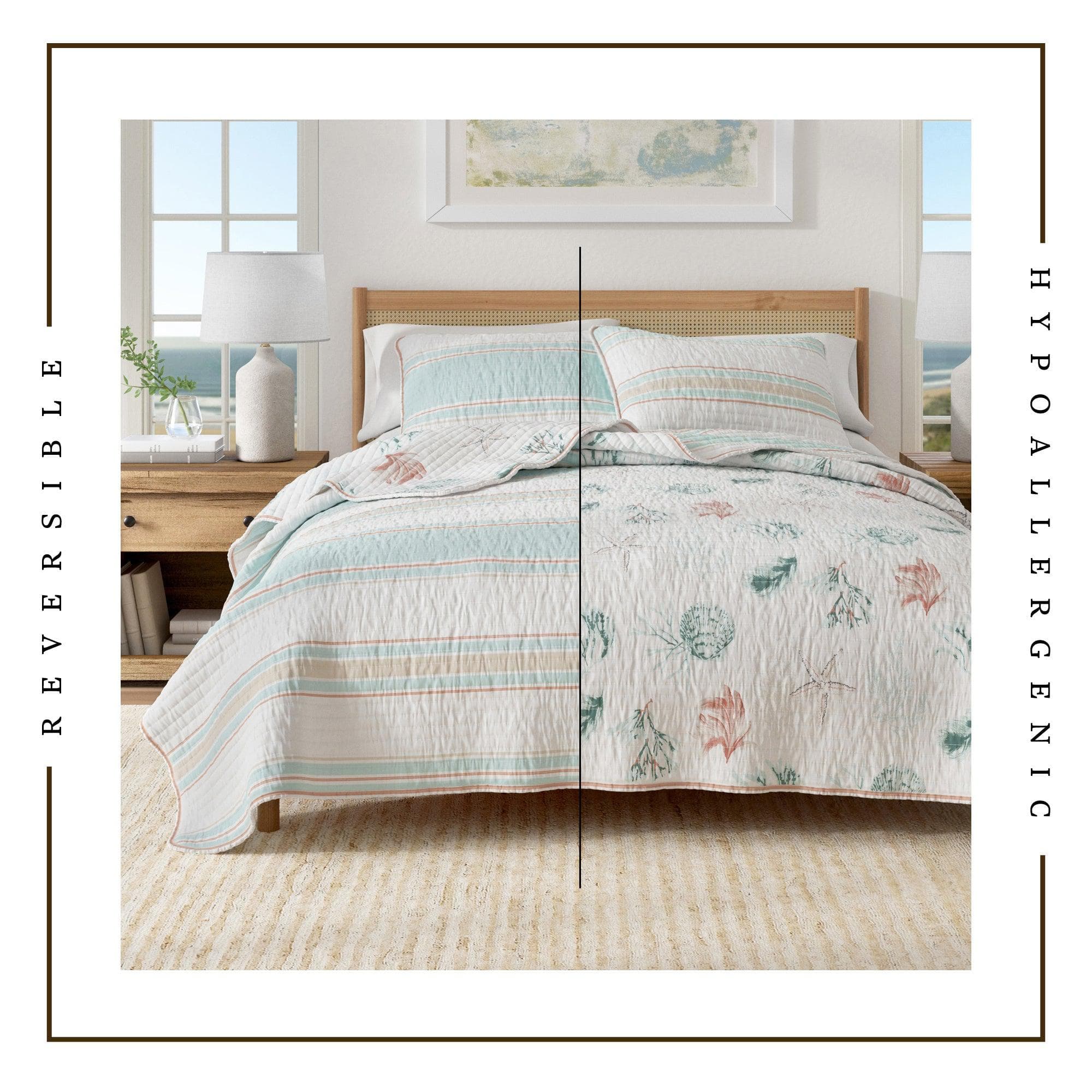 Coastal Printed Cotton Quilt Set - St. Augustine Collection - Best Buy Furniture