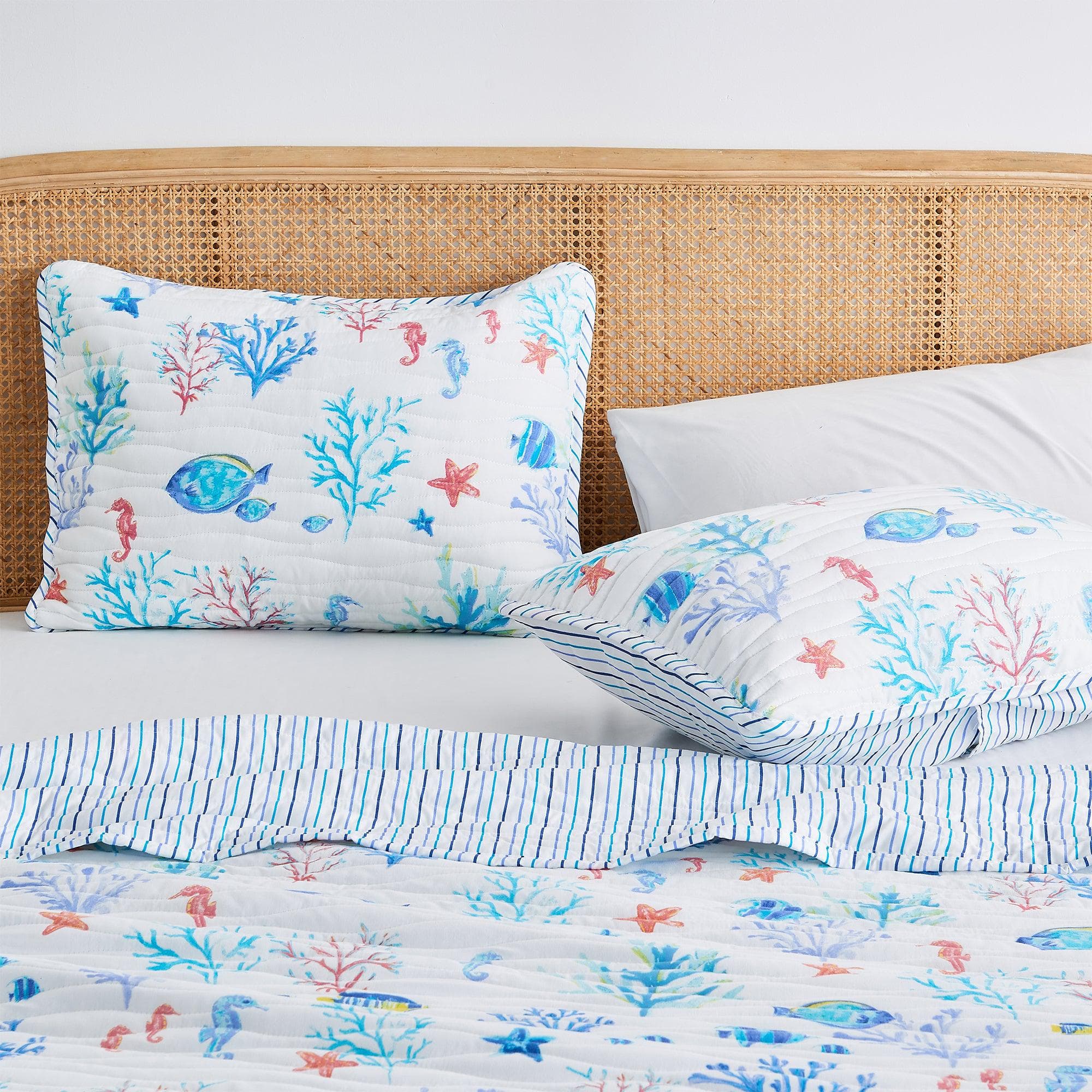 Colorful Coastal Seascape Quilt Set - Ryanne Collection - Best Buy Furniture