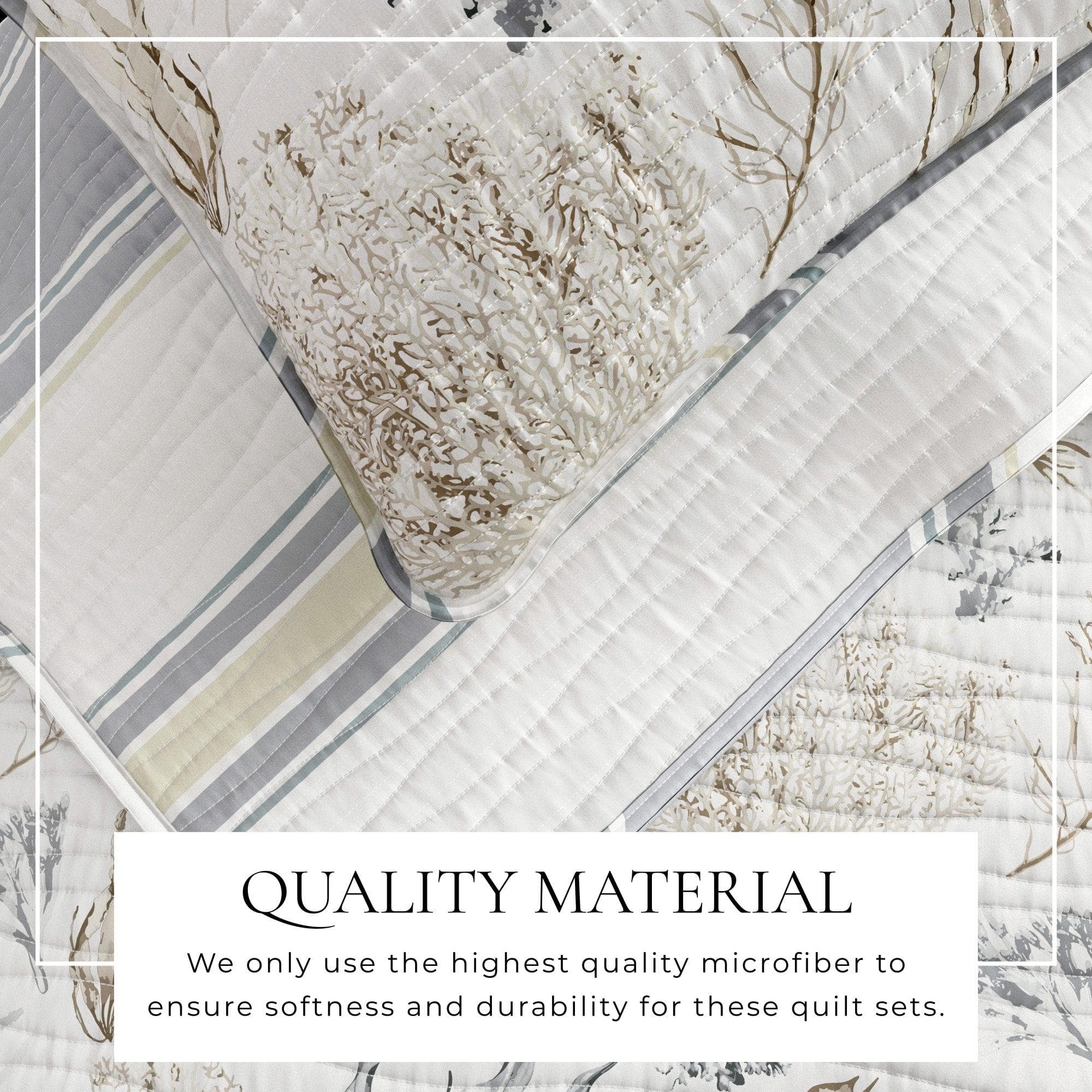 Coral Sea Maze Coastal Quilt Set - Newcomb Collection - Best Buy Furniture