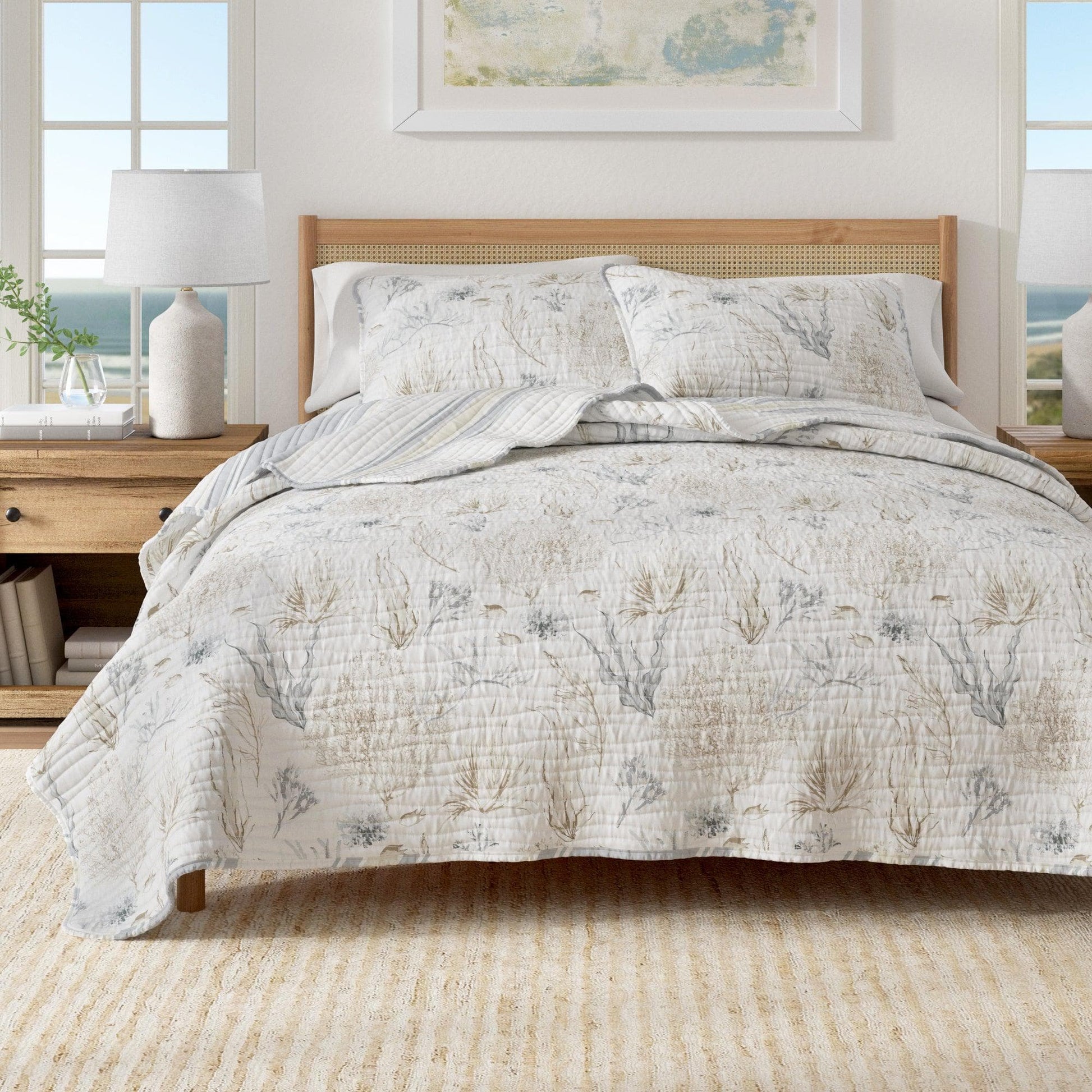 Coral Sea Maze Coastal Quilt Set - Newcomb Collection - Best Buy Furniture