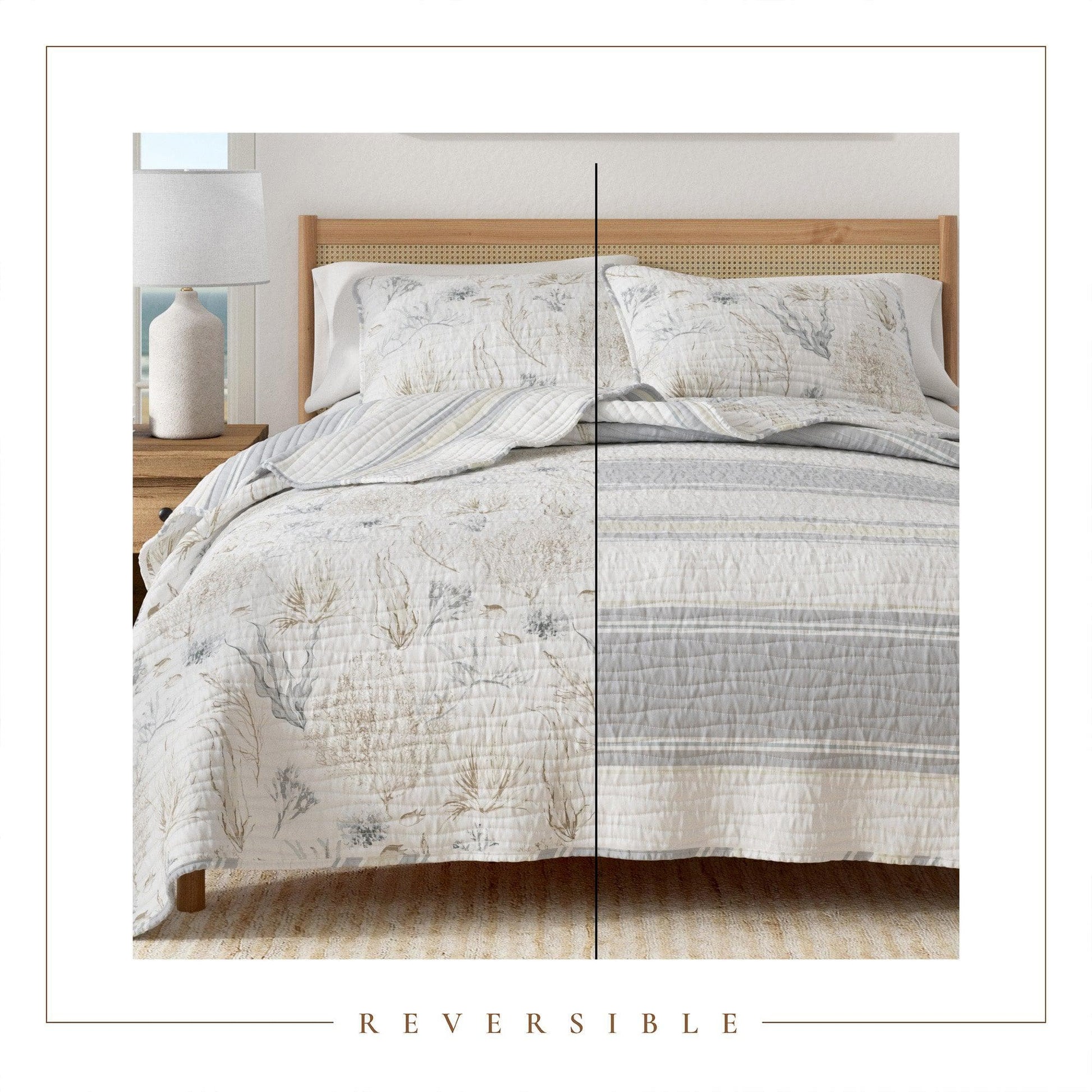 Coral Sea Maze Coastal Quilt Set - Newcomb Collection - Best Buy Furniture