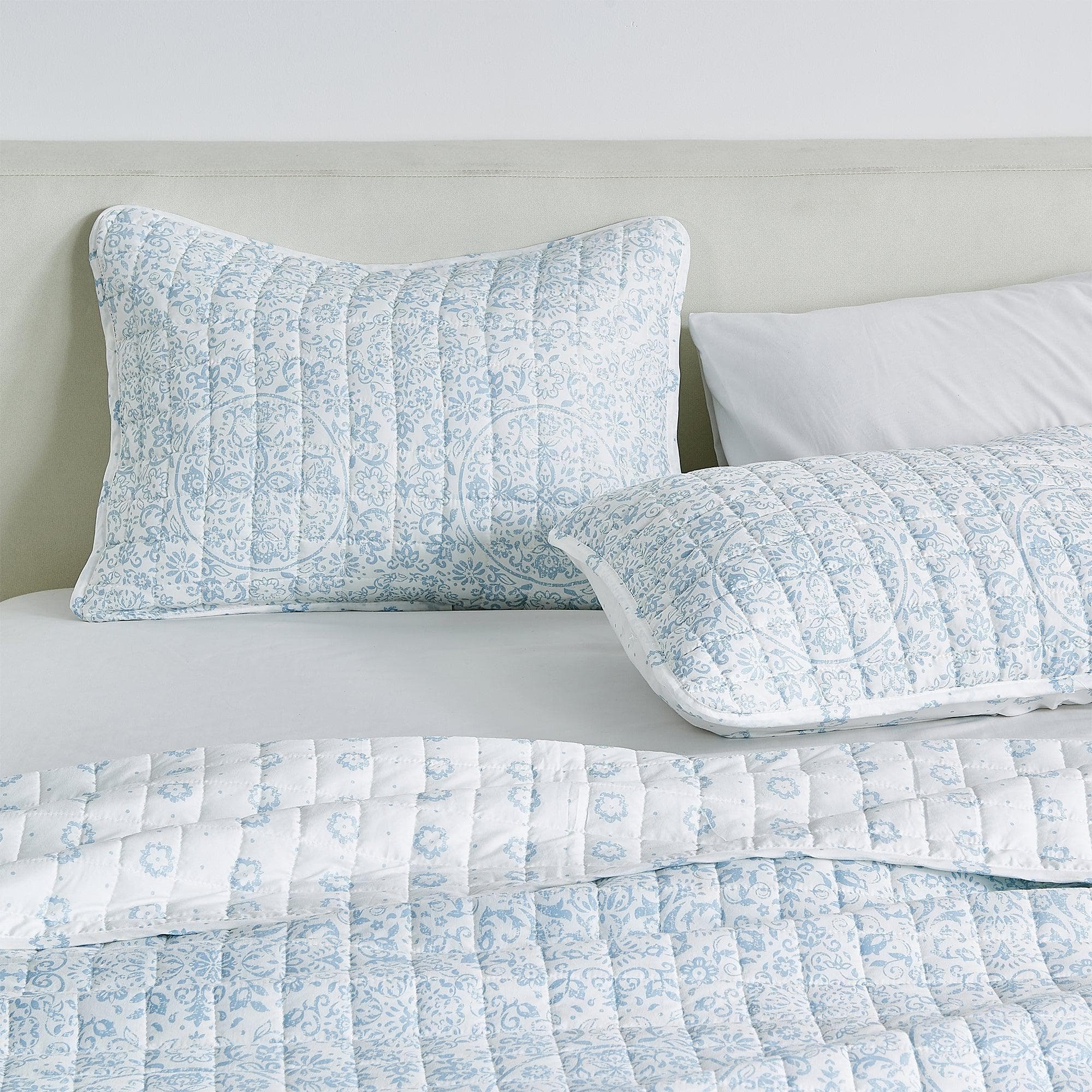 Floral Medallion Printed Microfiber Quilt Set - Kaleigh Collection - Best Buy Furniture