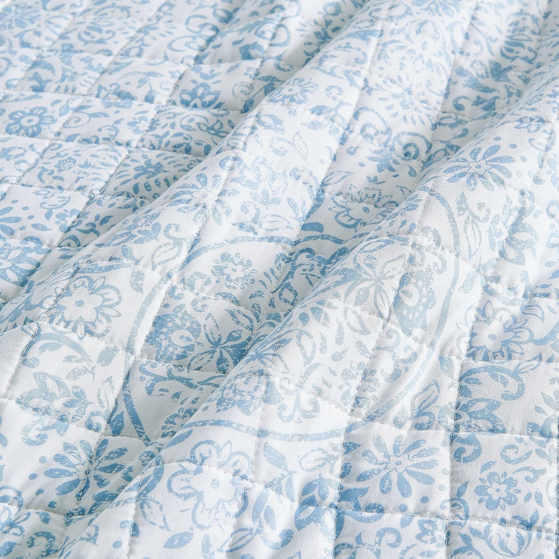 Floral Medallion Printed Microfiber Quilt Set - Kaleigh Collection - Best Buy Furniture