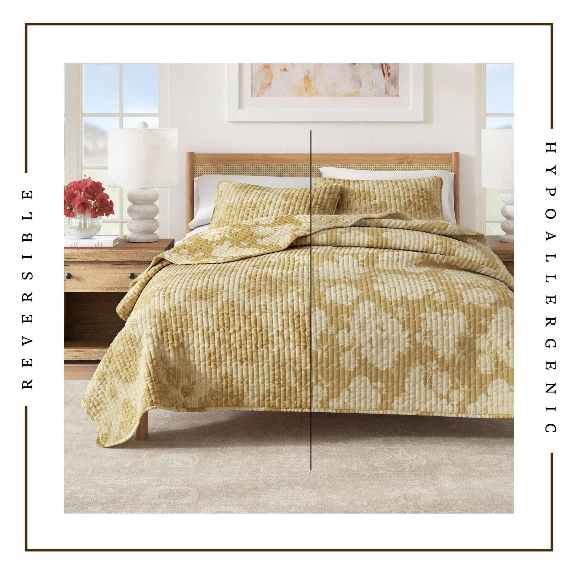 Floral Printed Cotton Quilt Set - Corin Collection - Best Buy Furniture