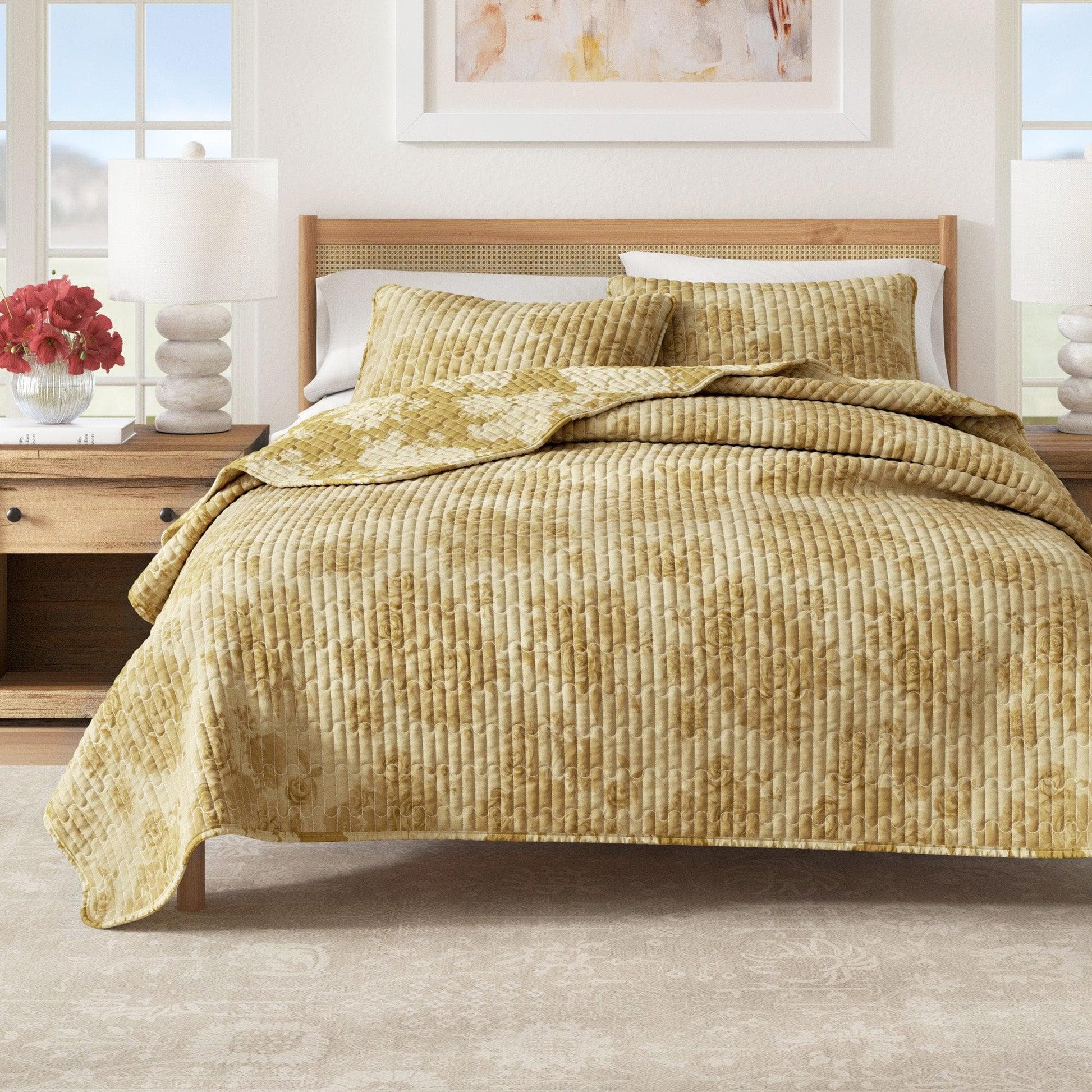 Floral Printed Cotton Quilt Set - Corin Collection - Best Buy Furniture
