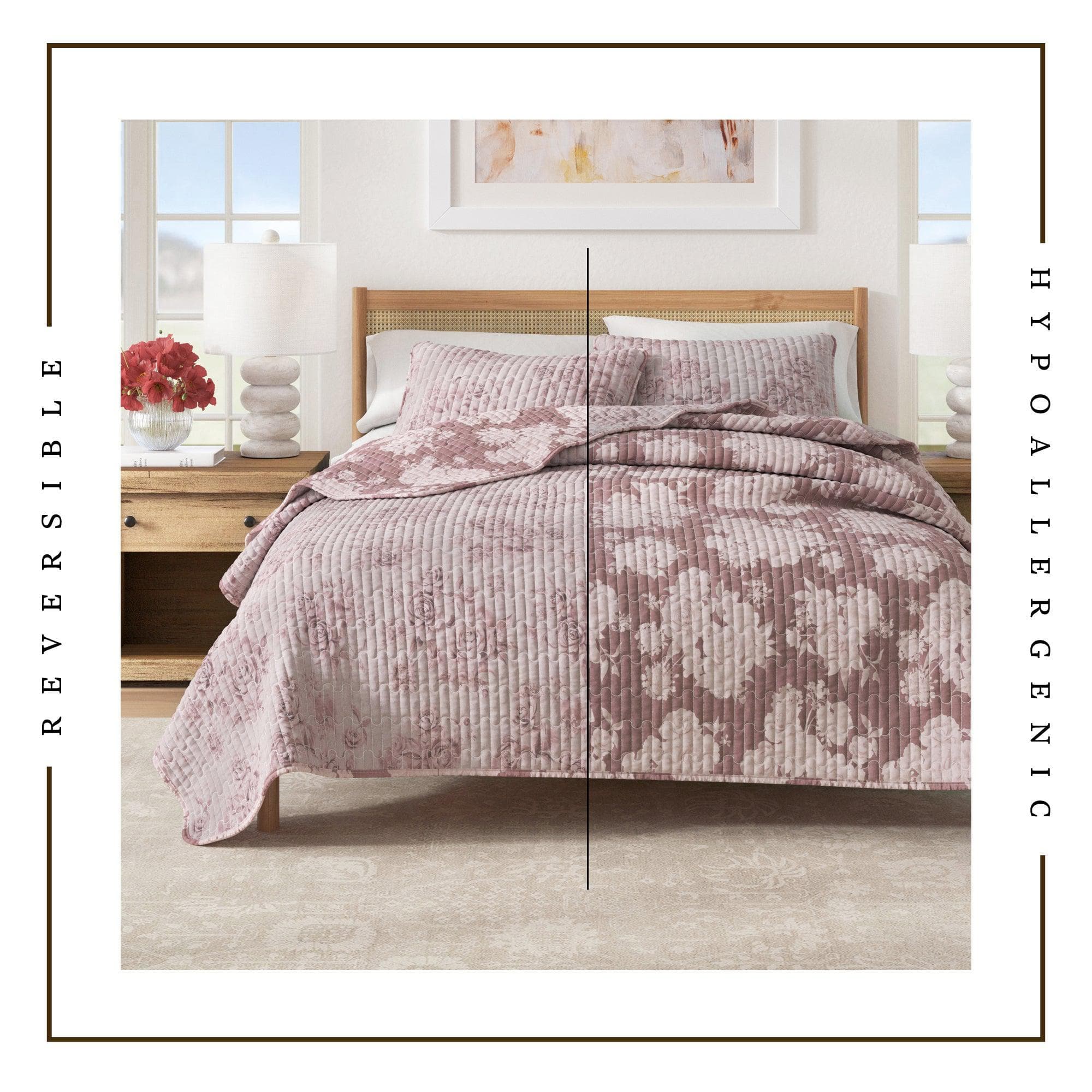 Floral Printed Cotton Quilt Set - Corin Collection - Best Buy Furniture