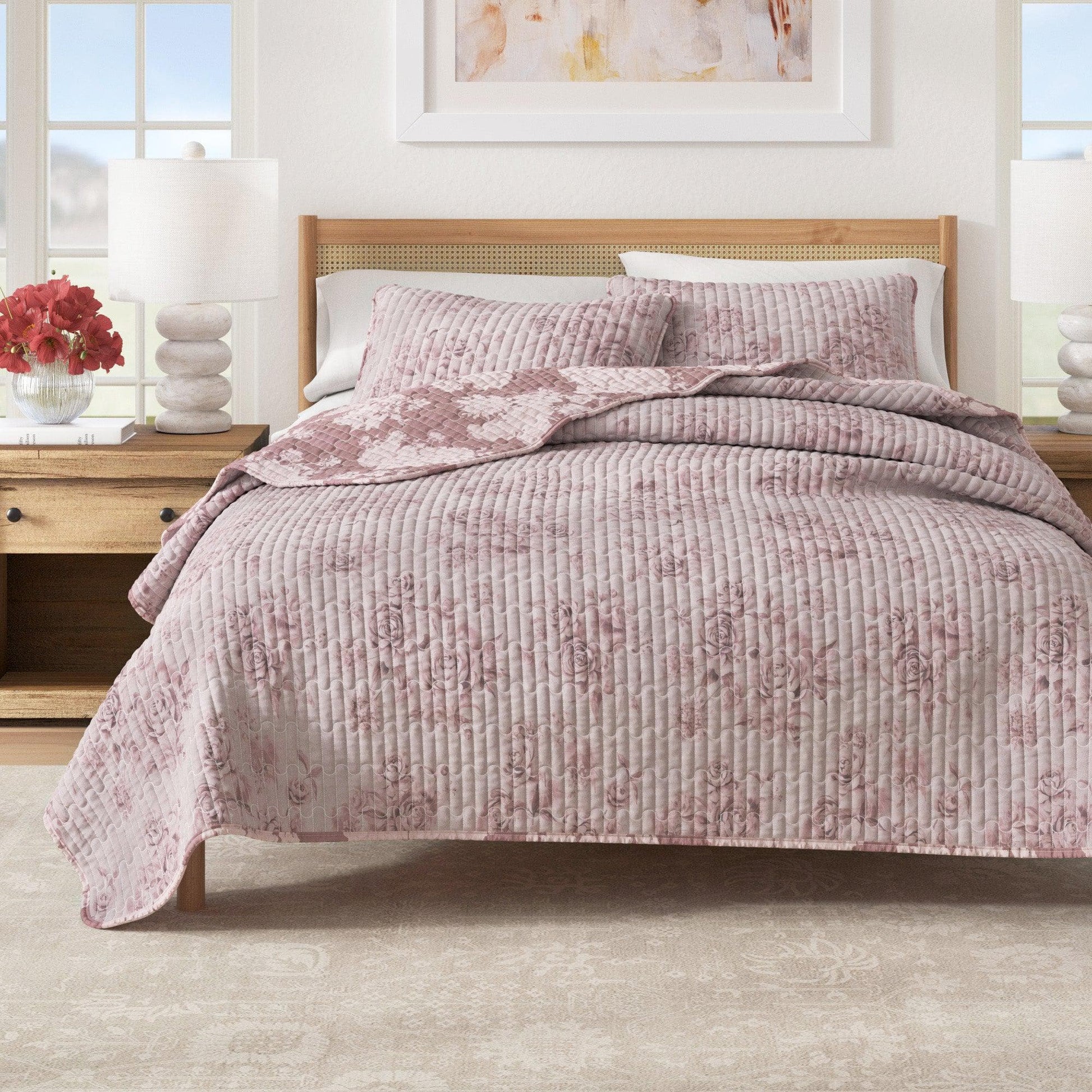 Floral Printed Cotton Quilt Set - Corin Collection - Best Buy Furniture