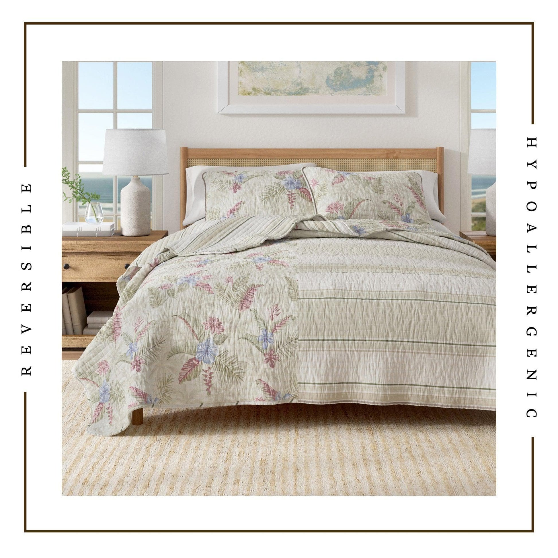 Floral Printed Cotton Quilt Set - Mendocino Collection - Best Buy Furniture