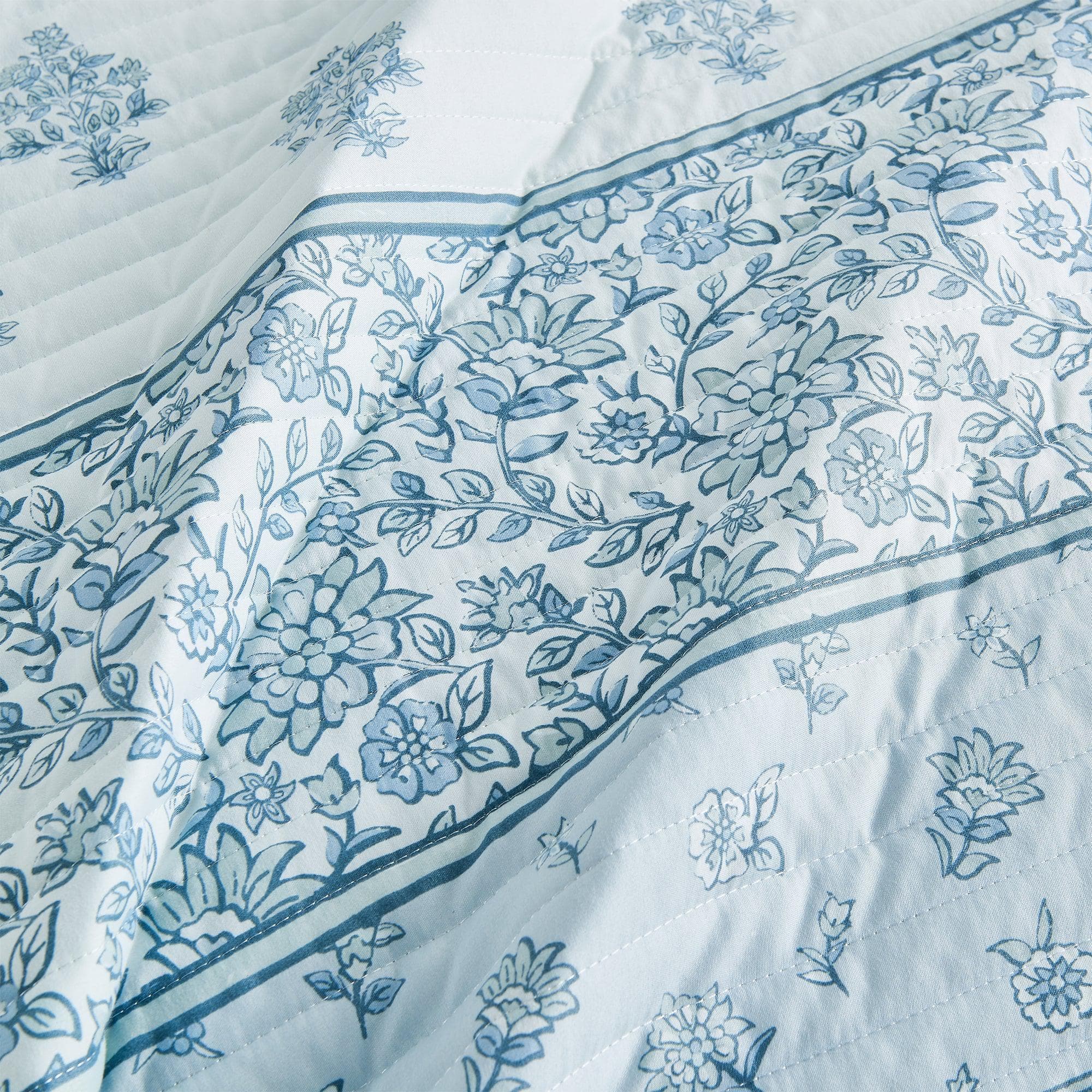 Floral Striped Microfiber Quilt Set - Hermine Collection - Best Buy Furniture