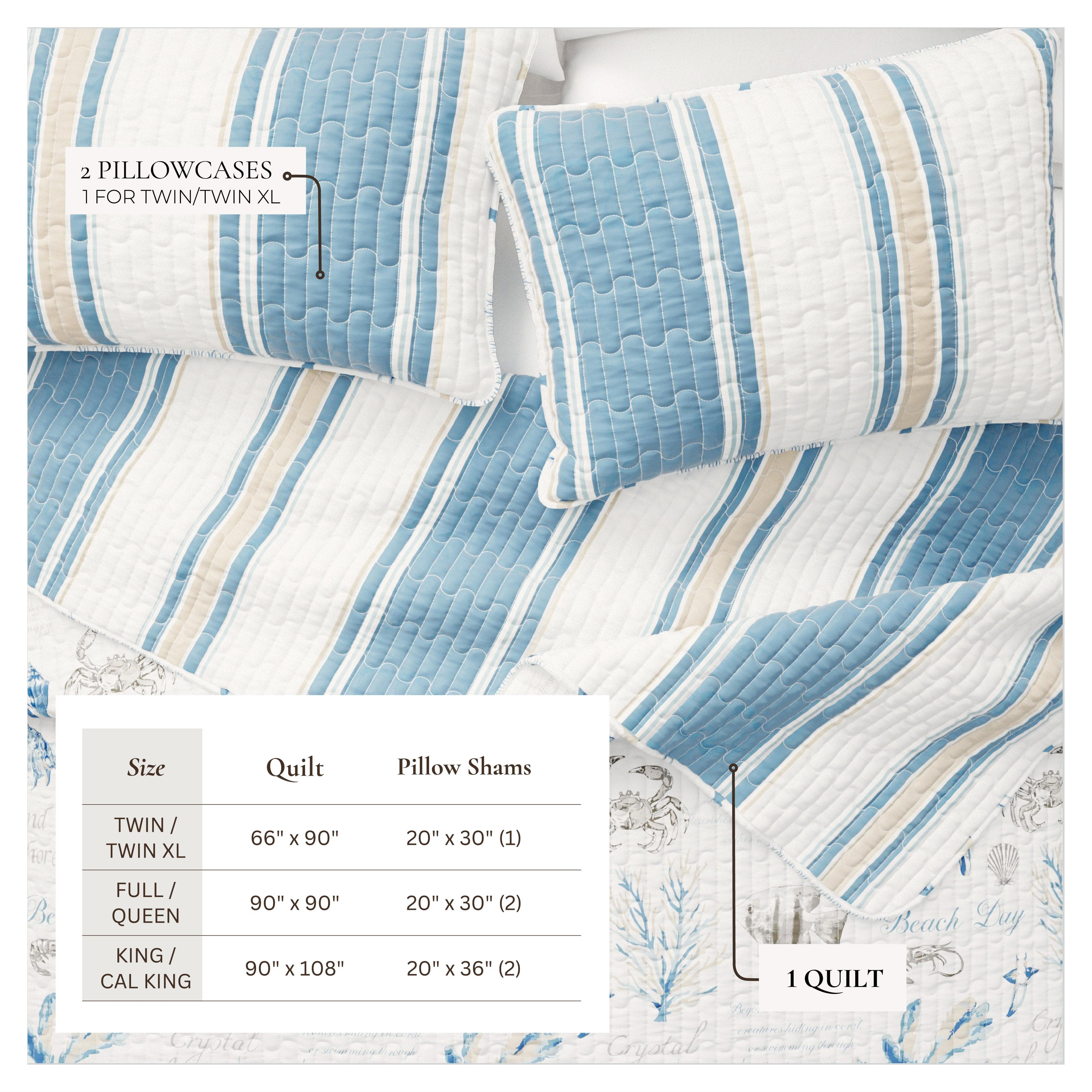 Stripe & Ocean Story Coastal Quilt Set - New Castle Collection - Best Buy Furniture