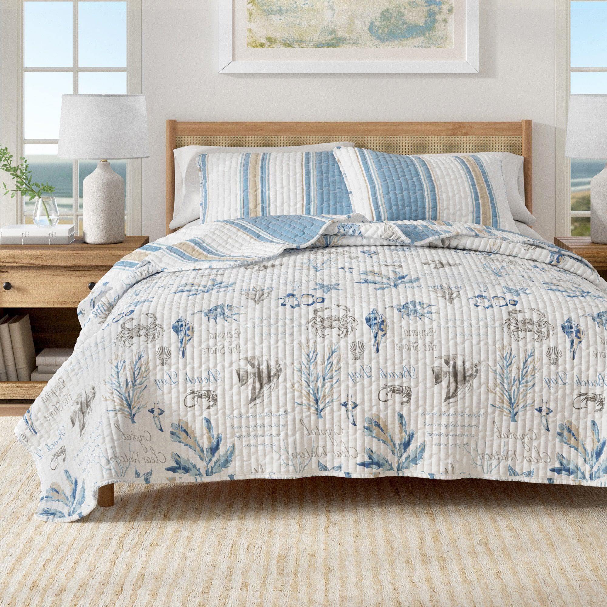 Stripe & Ocean Story Coastal Quilt Set - New Castle Collection - Best Buy Furniture
