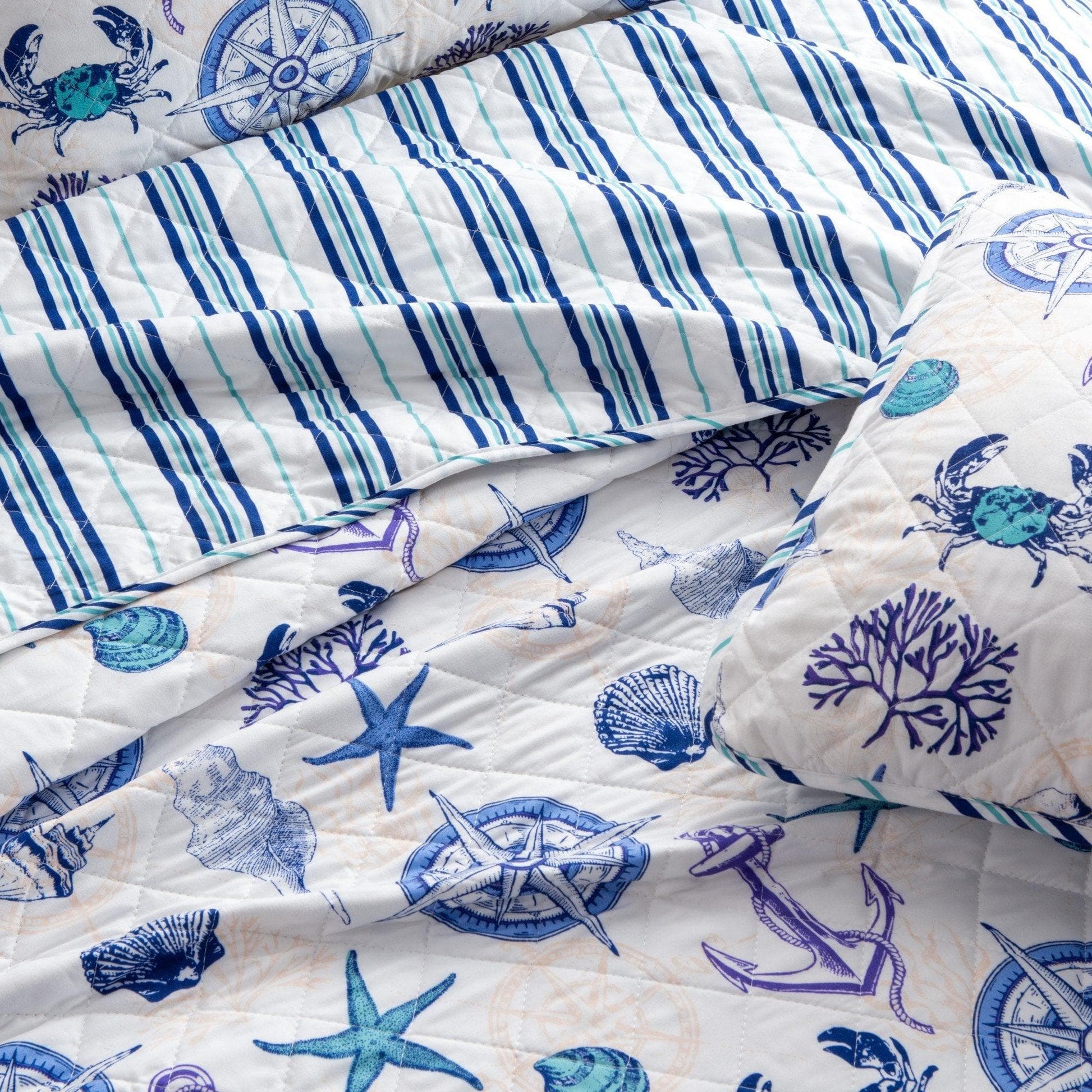 Nautical Anchor Quilt Set - Azure Collection - Best Buy Furniture