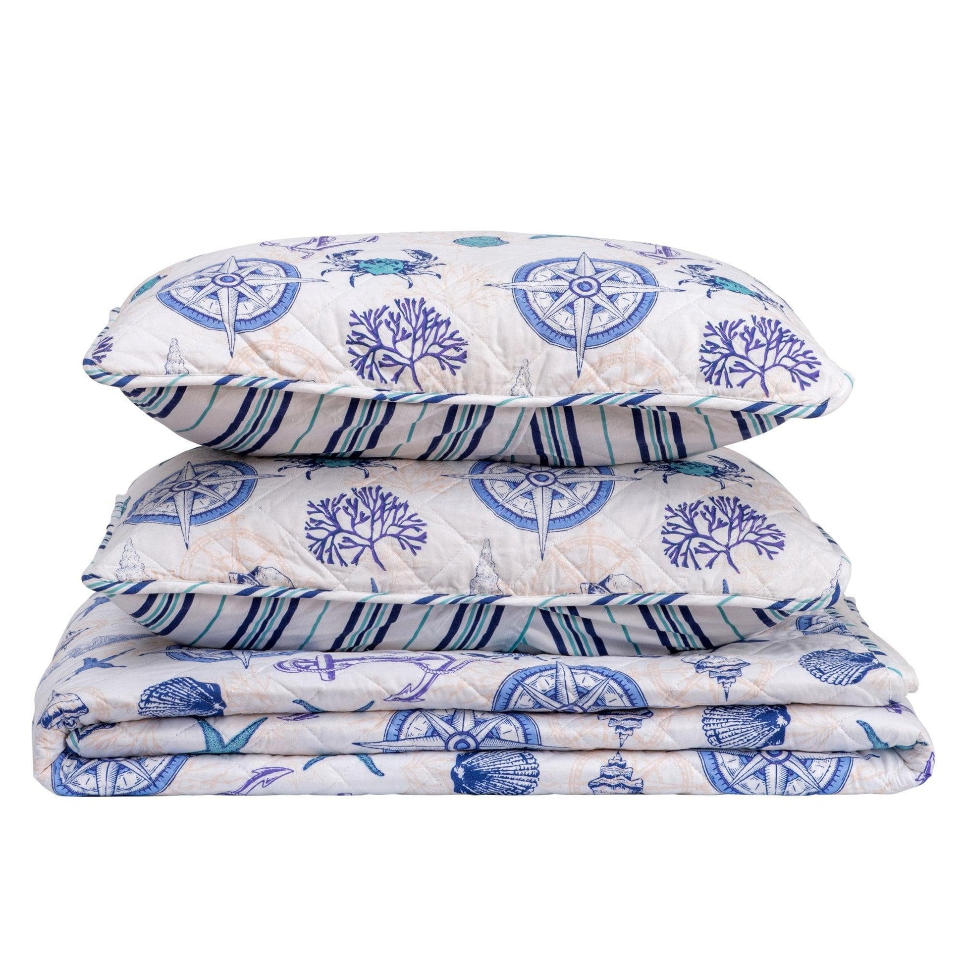 Nautical Anchor Quilt Set - Azure Collection - Best Buy Furniture
