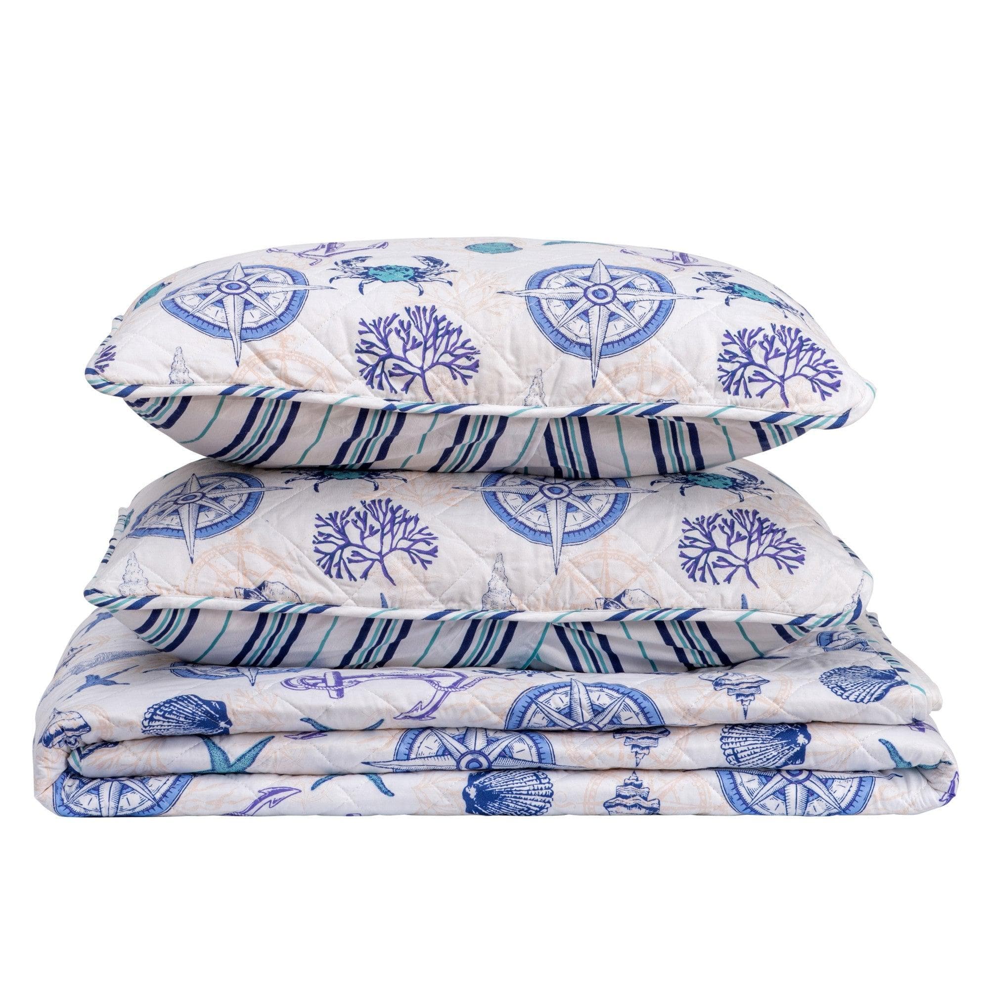 Nautical Anchor Quilt Set - Azure Collection - Best Buy Furniture