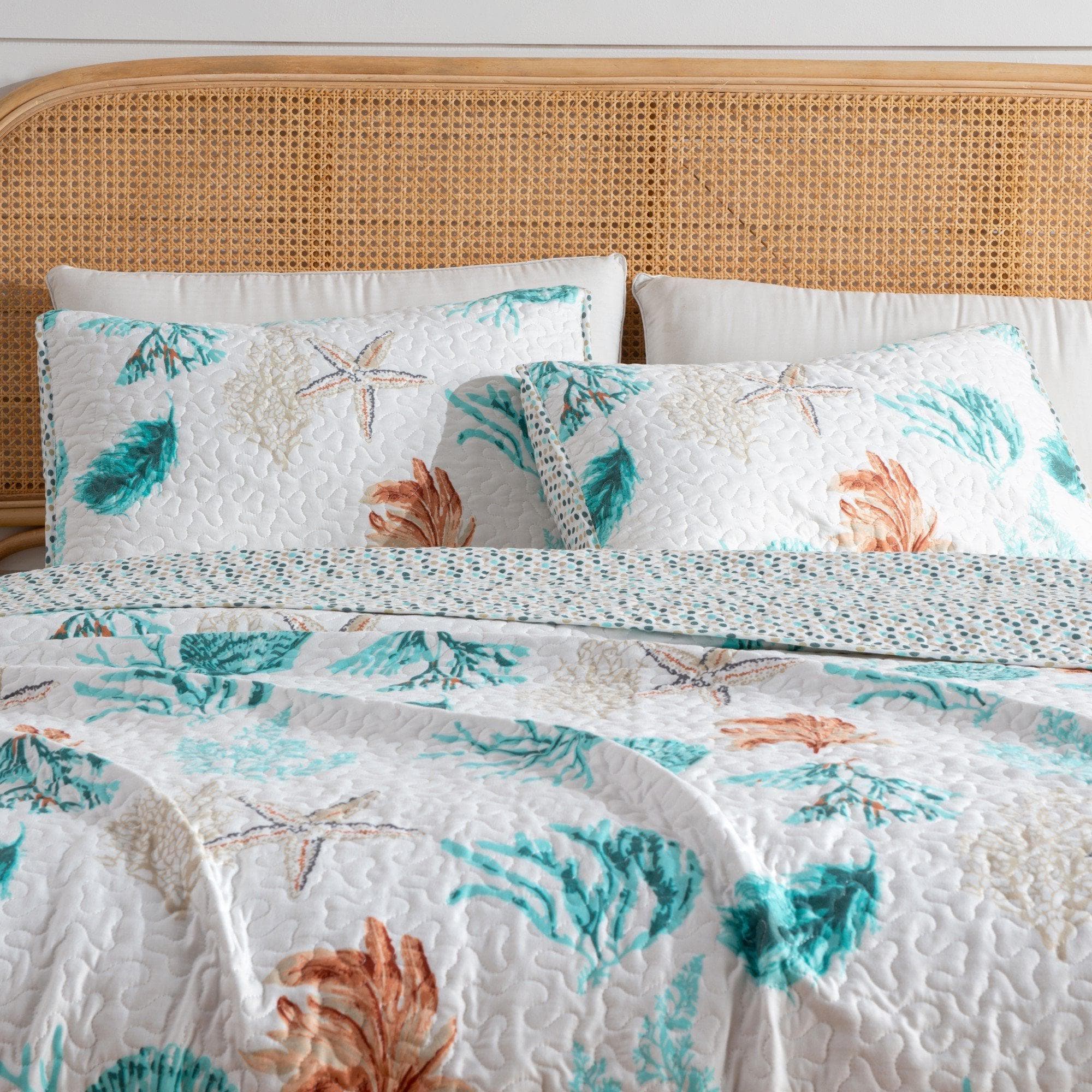 Reversible Coral Quilt Set - Key West Collection - Best Buy Furniture