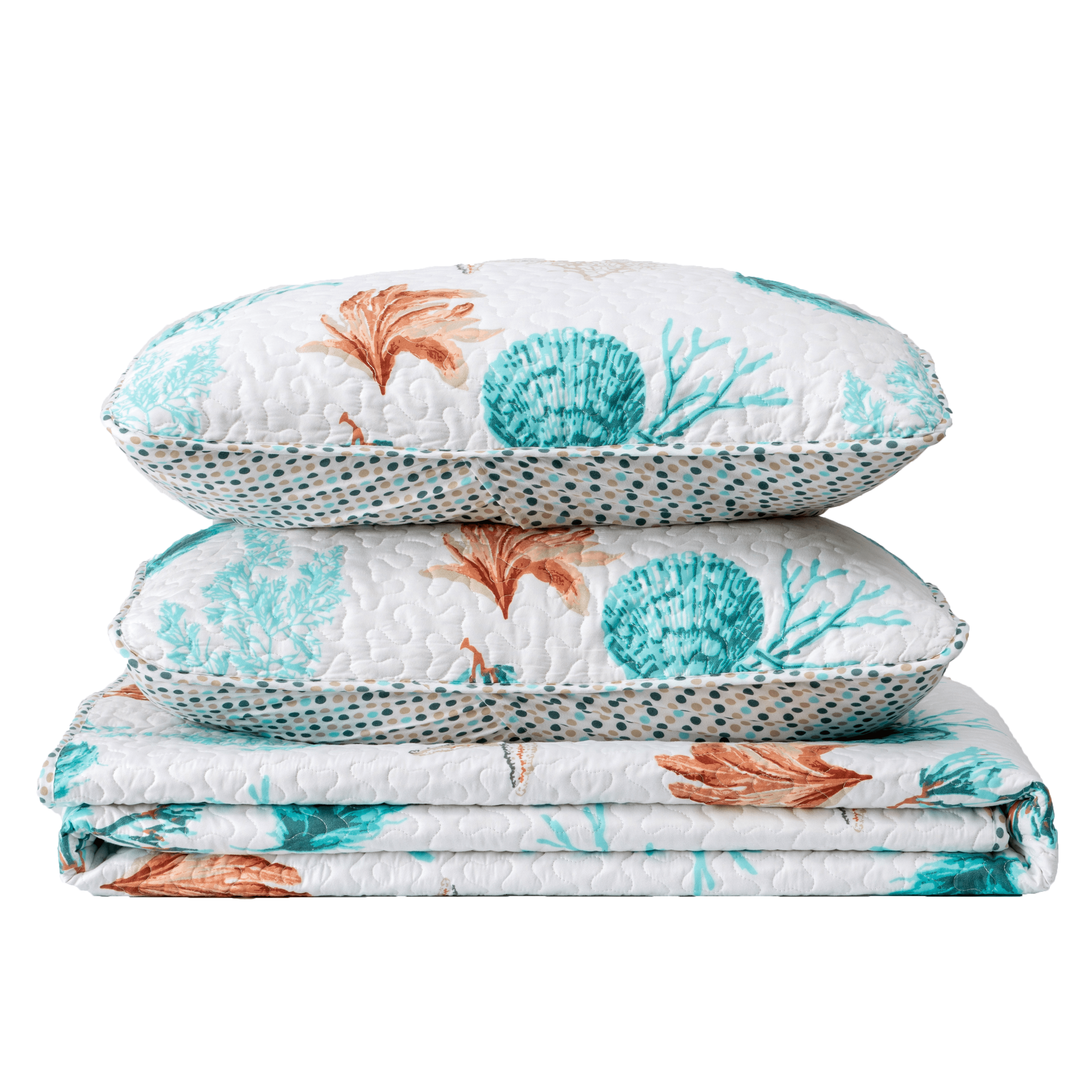 Reversible Coral Quilt Set - Key West Collection - Best Buy Furniture