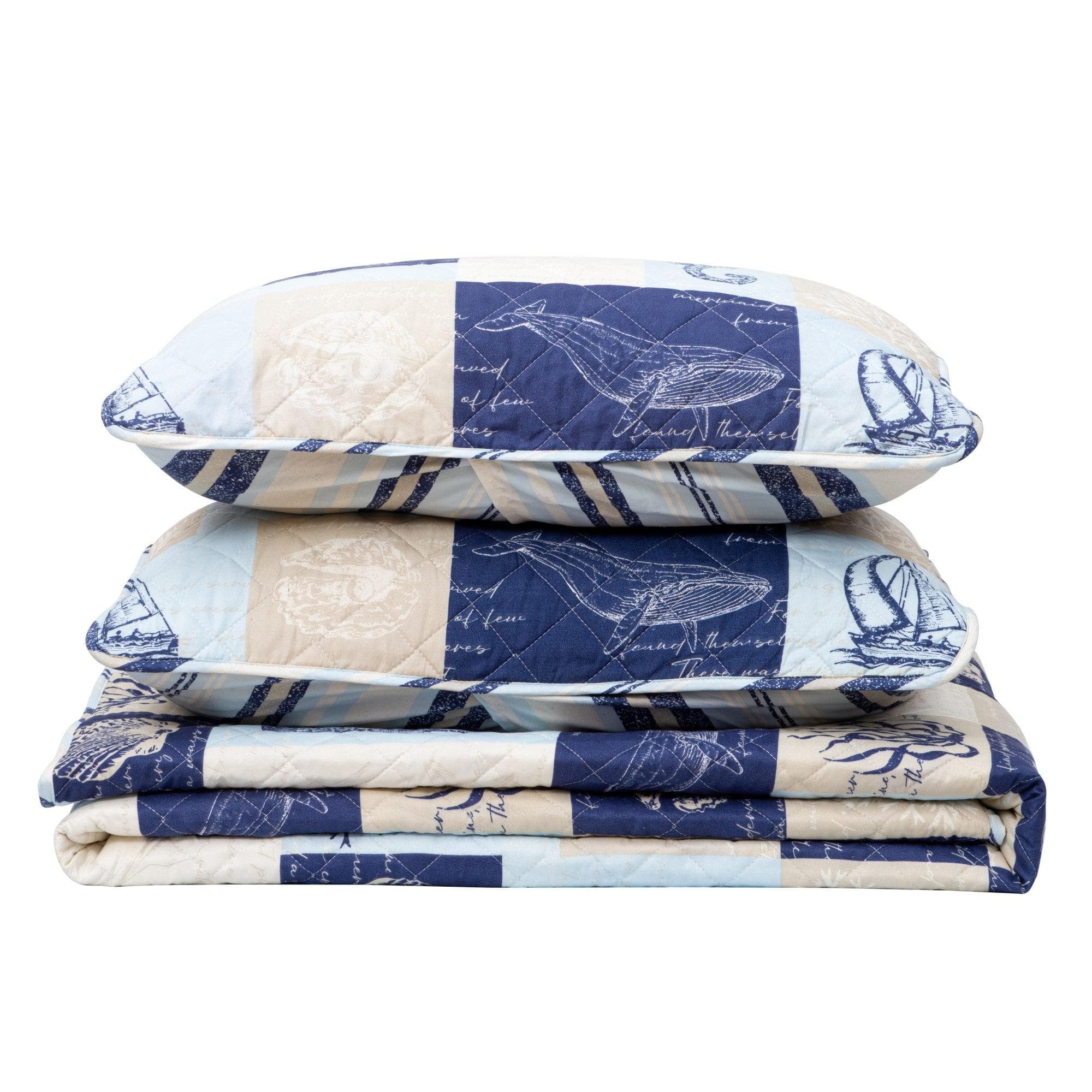 Seaside Patchwork Coastal Quilt Set - Caspian Collection - Best Buy Furniture