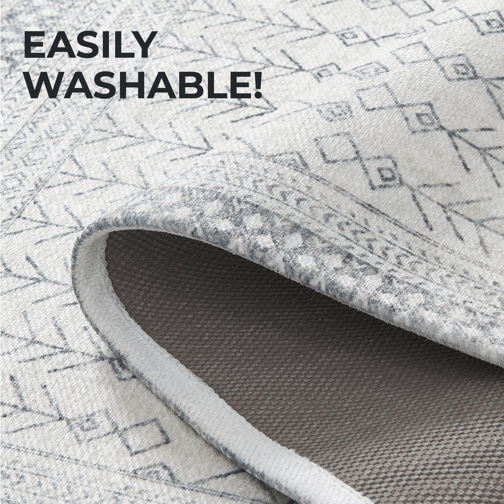 Distressed Moroccan Machine Washable Accent Area Rug 3' x 5' - Neve Collection - Best Buy Furniture