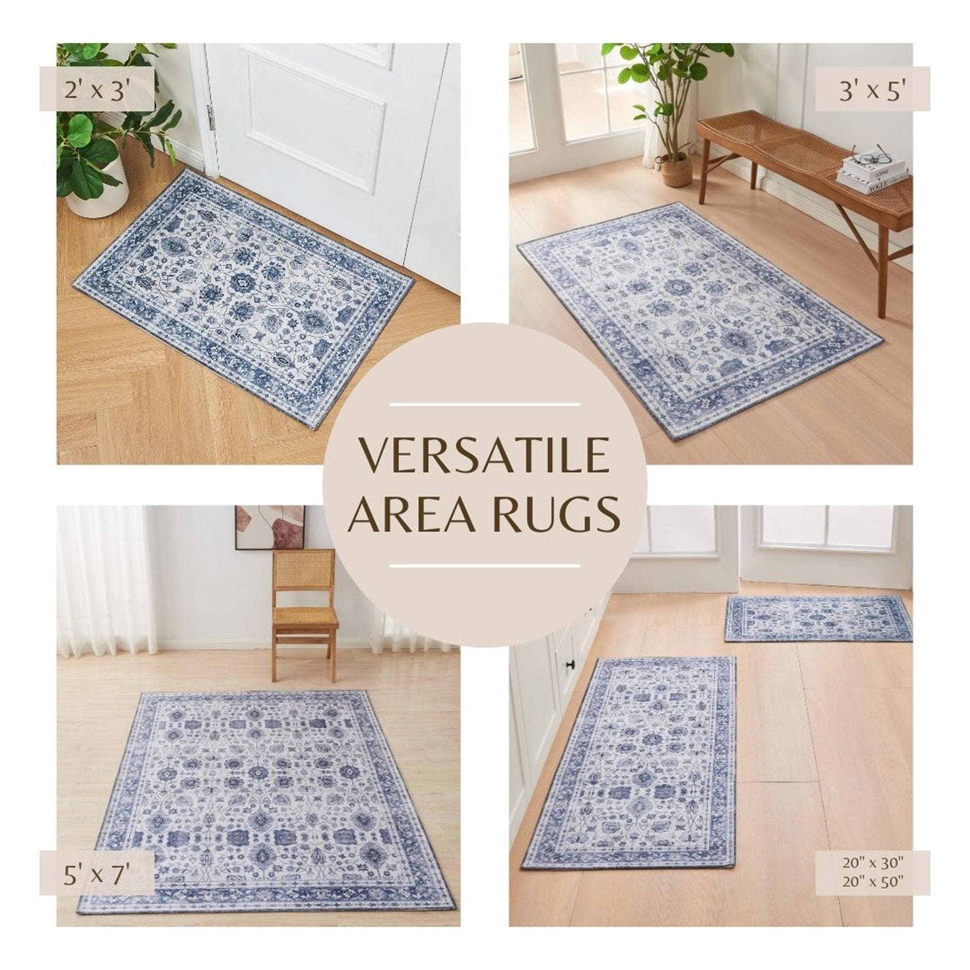 Floral Machine Washable Accent Area Rug & Runner 2 Pack - Matra Collection - Best Buy Furniture