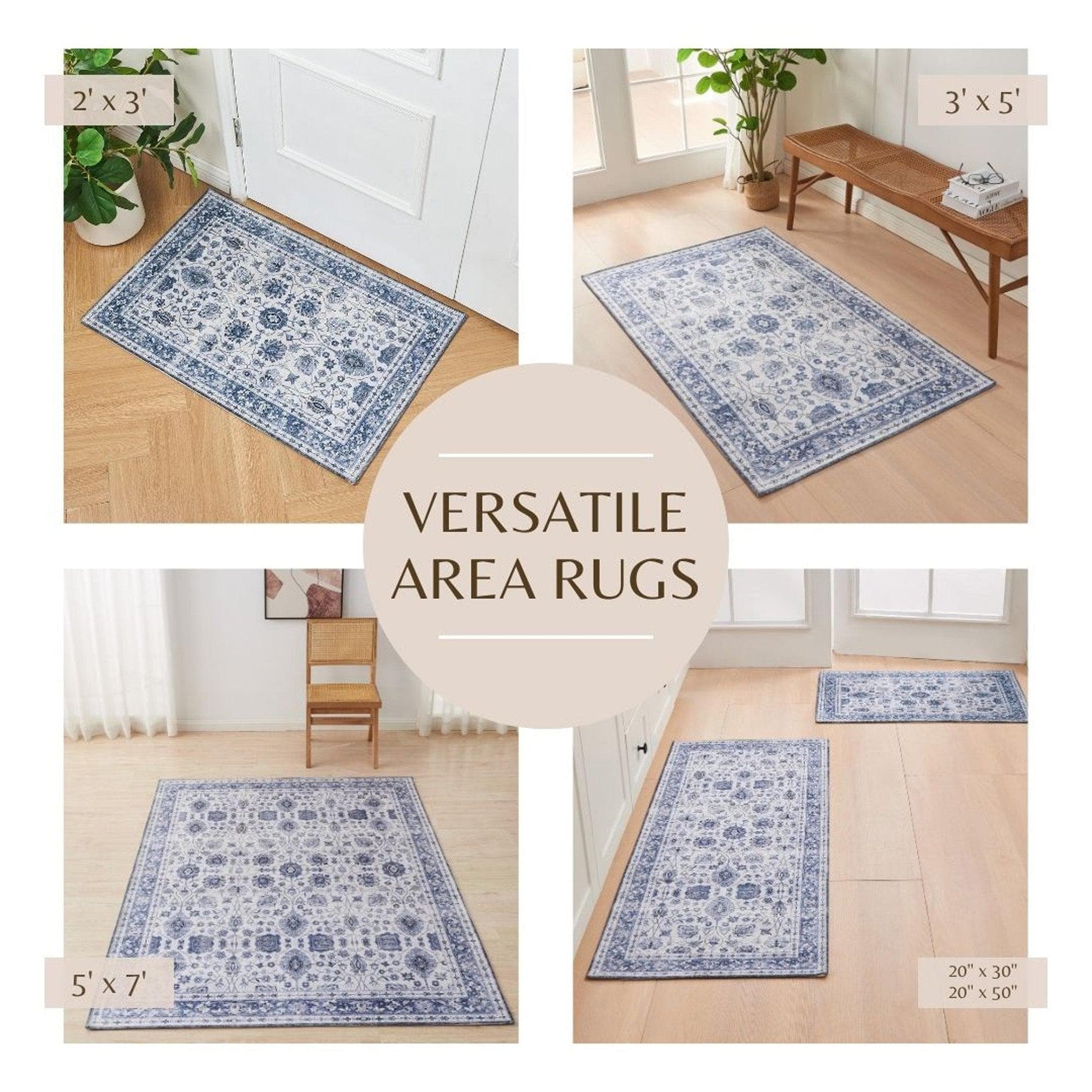 Floral Machine Washable Accent Area Rug 3' x 5' - Matra Collection - Best Buy Furniture