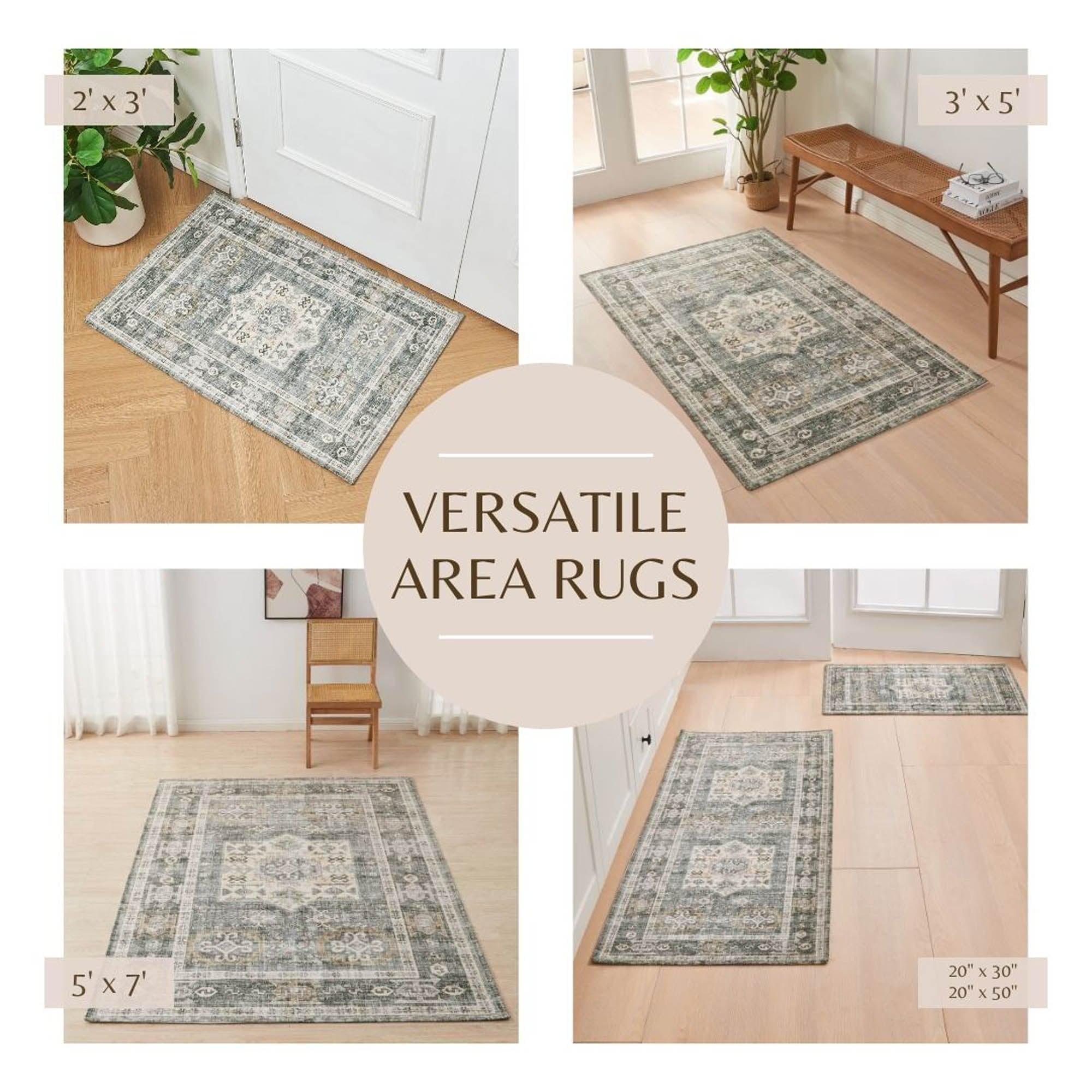 Medallion Machine Washable Accent Area Rug 5' x 7' - Nava Collection - Best Buy Furniture