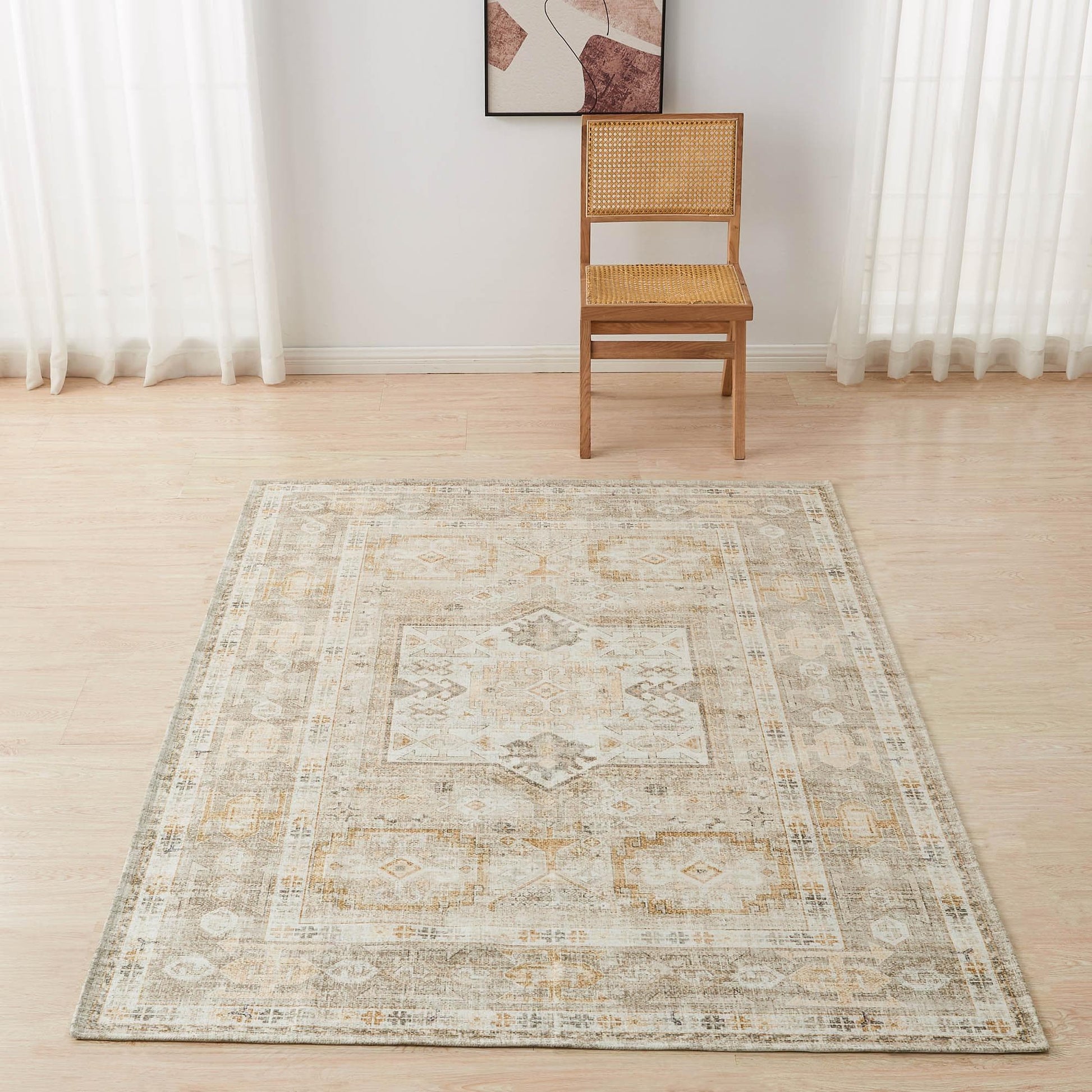Medallion Machine Washable Accent Area Rug 5' x 7' - Nava Collection - Best Buy Furniture
